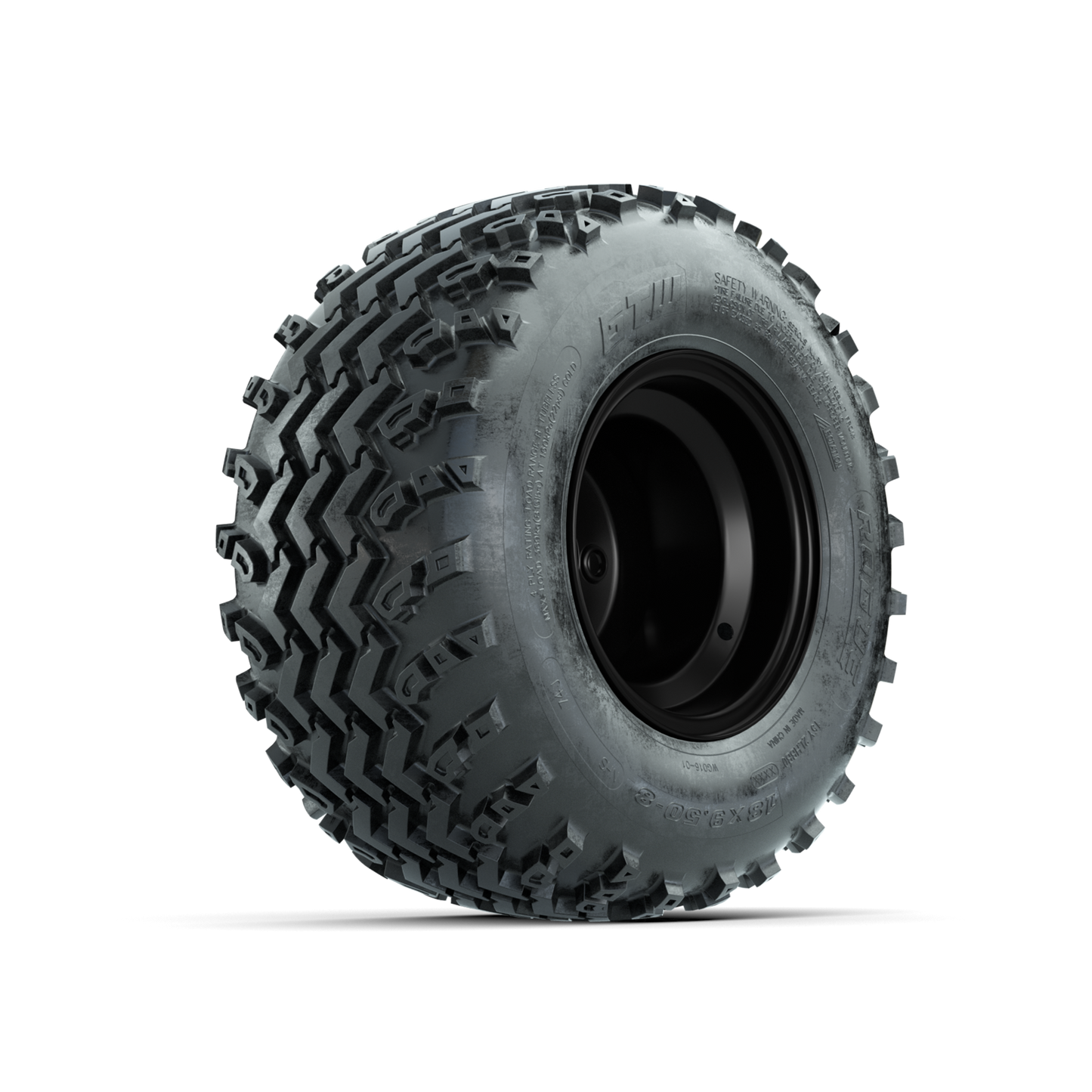 GTW Steel Matte Black 2:5 Offset 8 in Wheels with 18x9.50-8 Rogue All Terrain Tires – Full Set