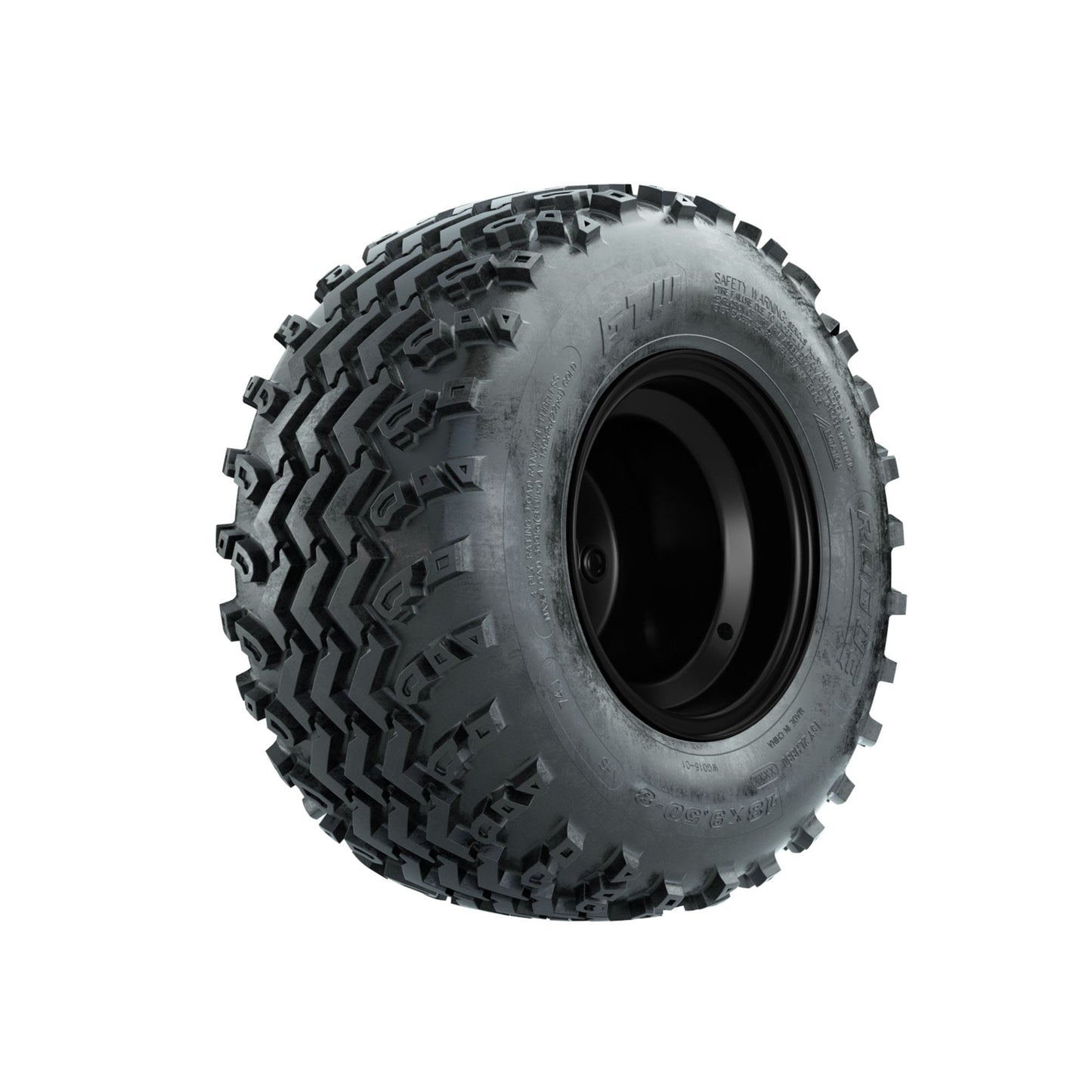GTW Steel Matte Black 2:5 Offset 8 in Wheels with 18x9.50-8 Rogue All Terrain Tires – Full Set