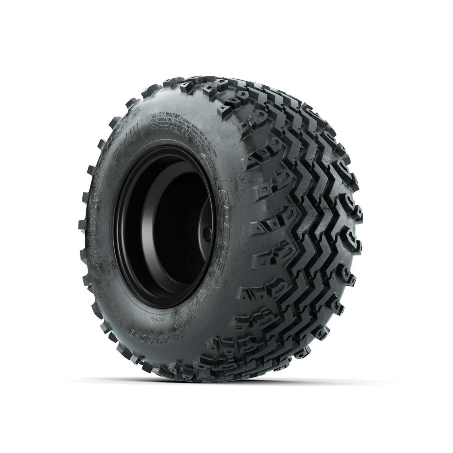 GTW Steel Matte Black 2:5 Offset 8 in Wheels with 18x9.50-8 Rogue All Terrain Tires – Full Set