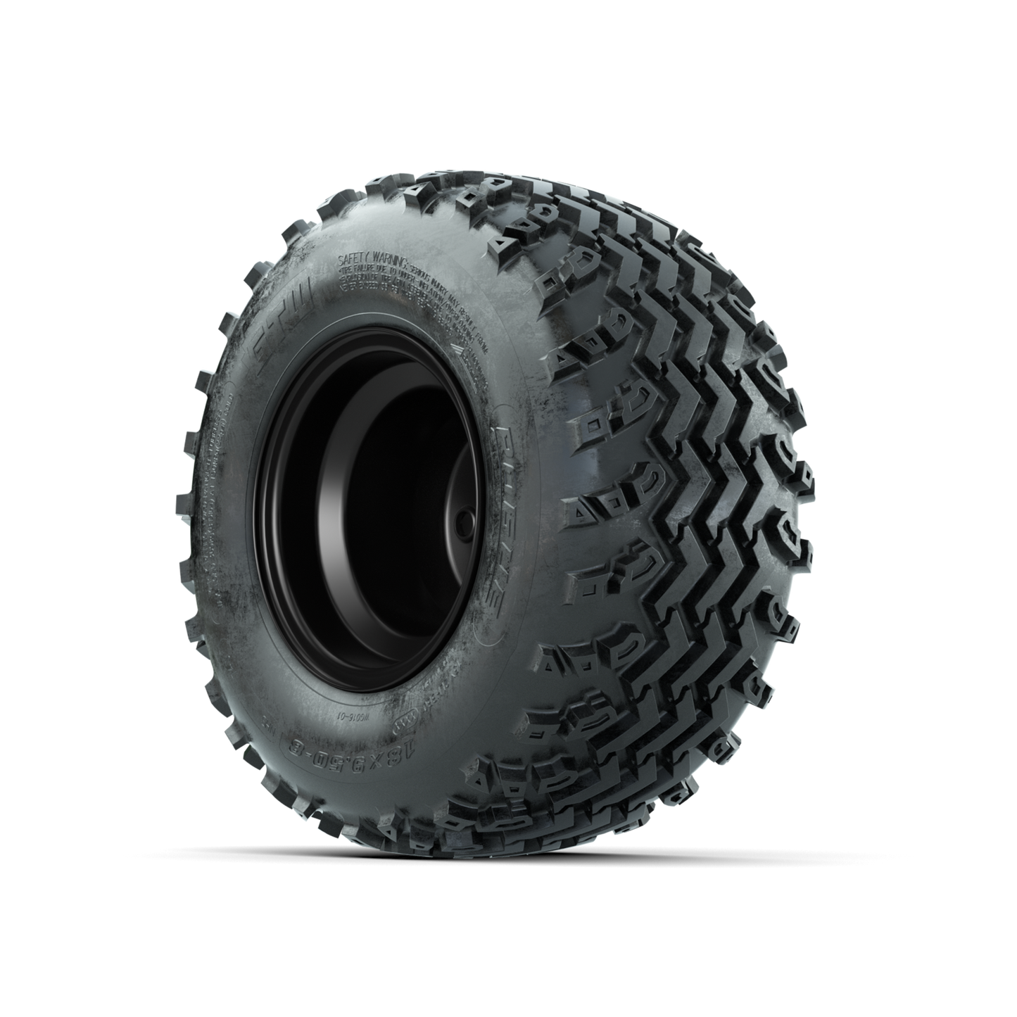 GTW Steel Matte Black 2:5 Offset 8 in Wheels with 18x9.50-8 Rogue All Terrain Tires – Full Set