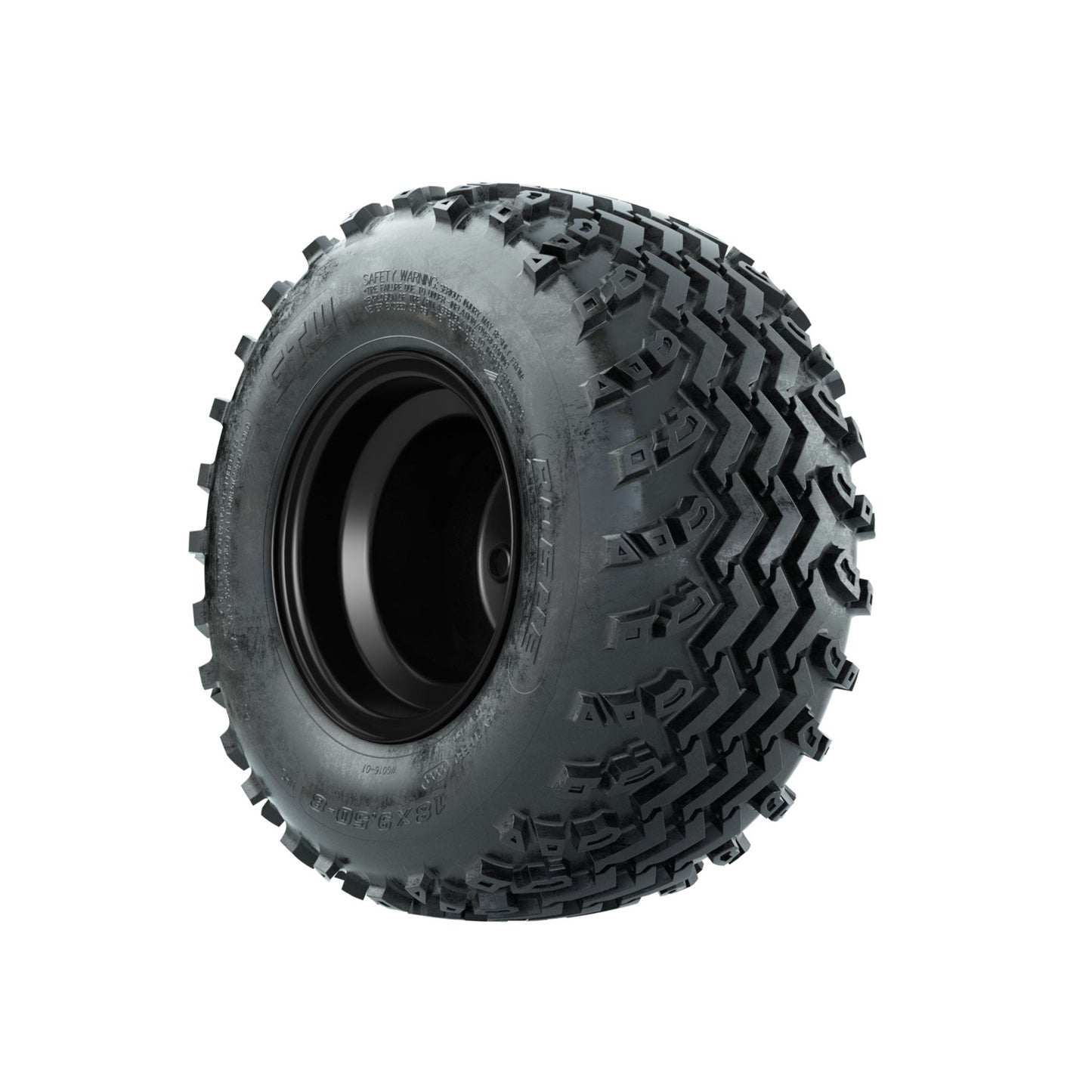 GTW Steel Matte Black 2:5 Offset 8 in Wheels with 18x9.50-8 Rogue All Terrain Tires – Full Set