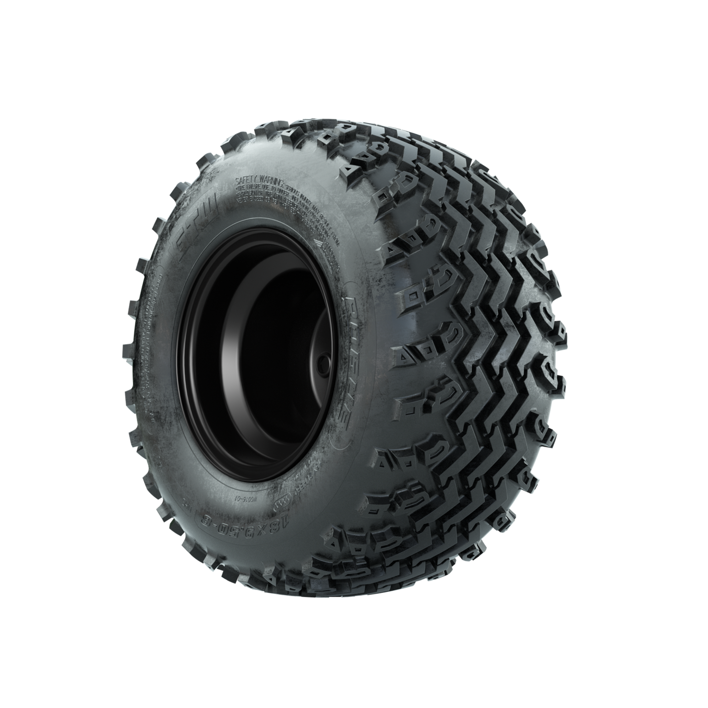 GTW Steel Matte Black 2:5 Offset 8 in Wheels with 18x9.50-8 Rogue All Terrain Tires – Full Set
