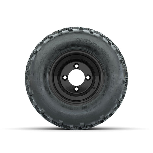 GTW Steel Gloss Black Centered 8 in Wheels with 18x9.50-8 Rogue All Terrain Tires Full Set