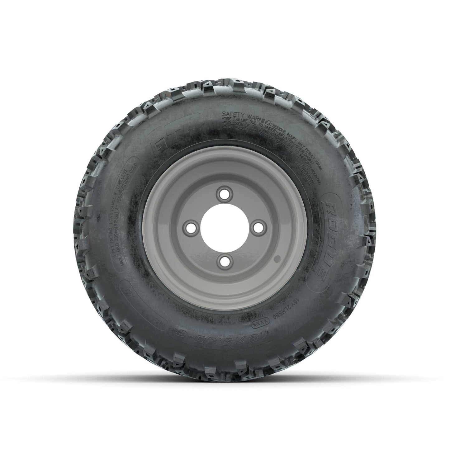 GTW Steel Club Car Grey Centered 8 in Wheels with 18x9.50-8 Rogue All Terrain Tires Full Set