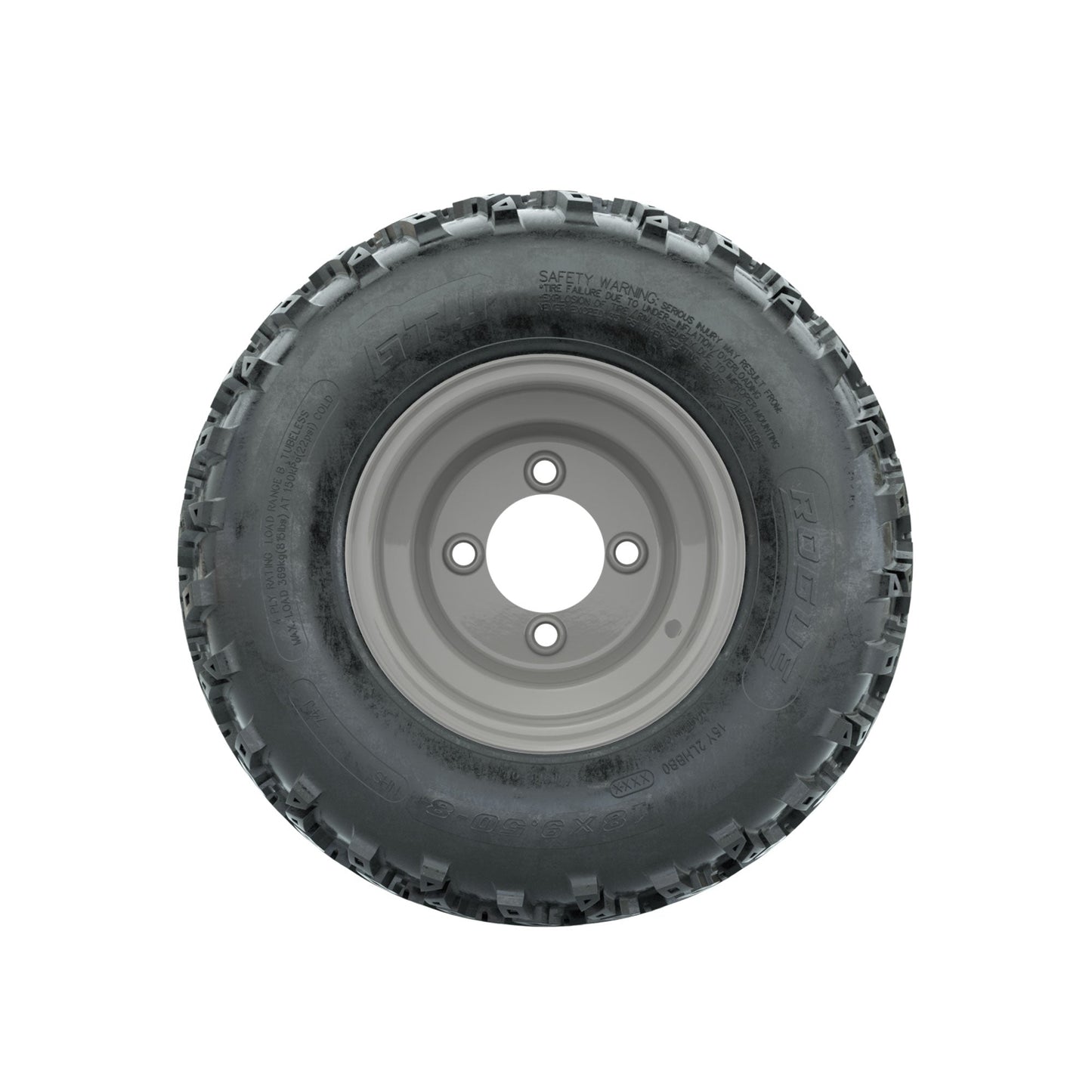 GTW Steel Club Car Grey Centered 8 in Wheels with 18x9.50-8 Rogue All Terrain Tires Full Set
