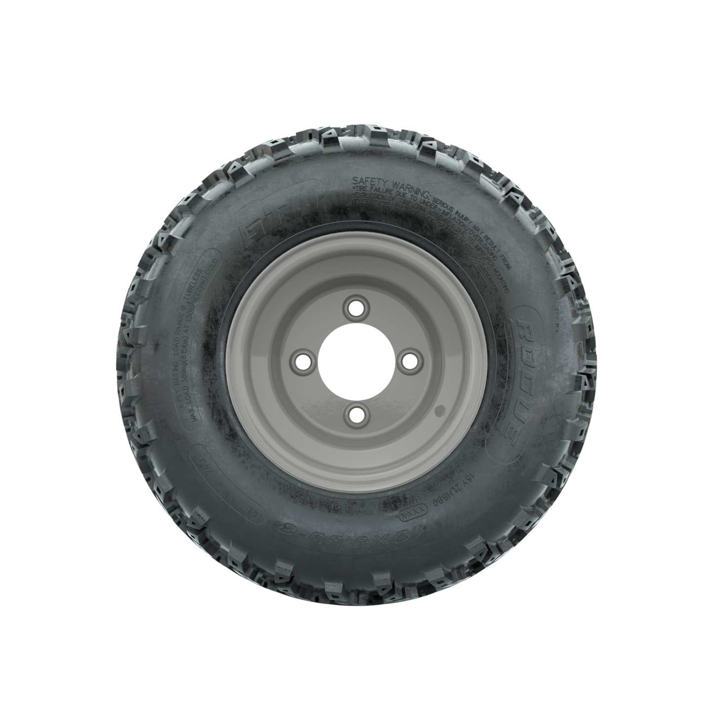GTW Steel Club Car Grey Centered 8 in Wheels with 18x9.50-8 Rogue All Terrain Tires Full Set