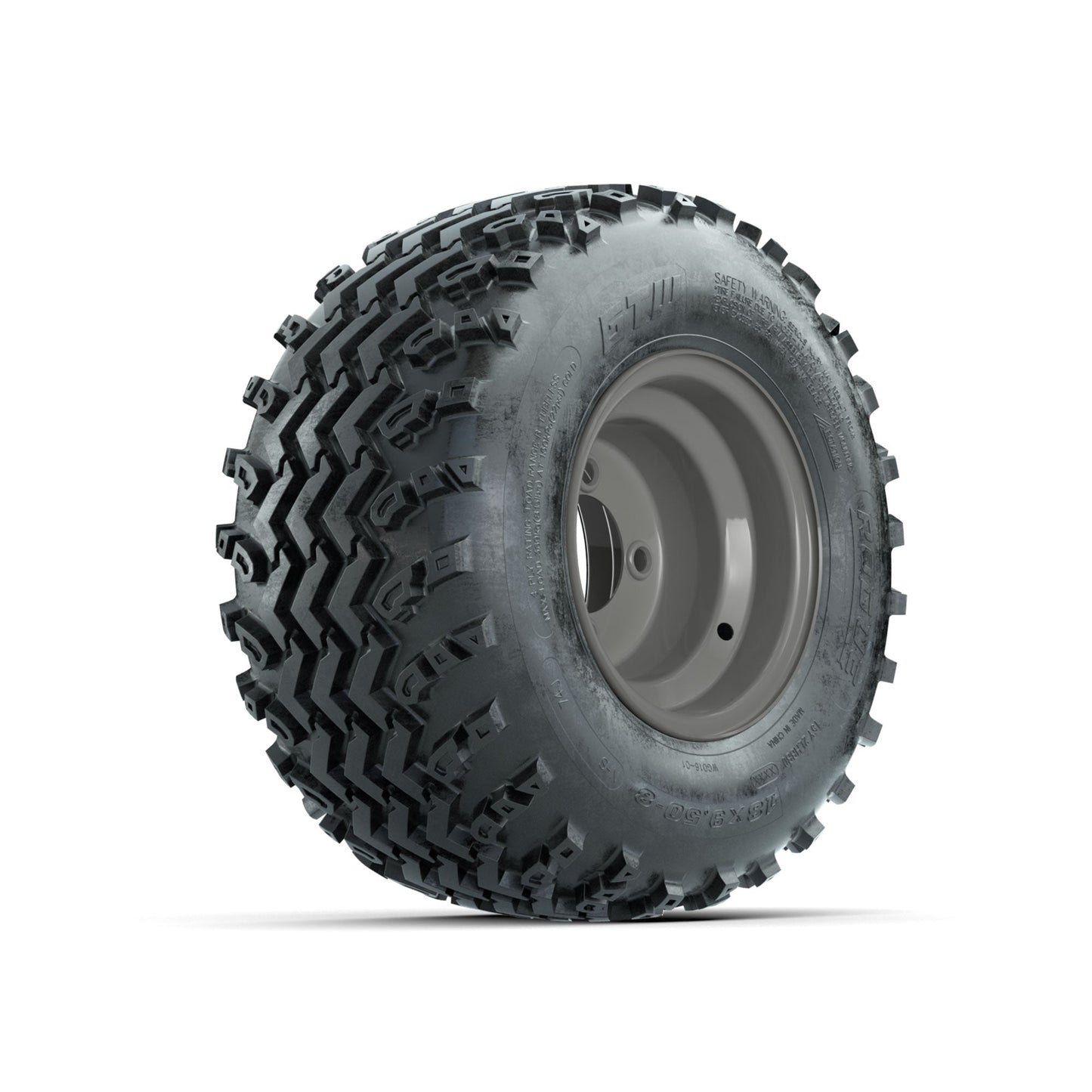 GTW Steel Club Car Grey Centered 8 in Wheels with 18x9.50-8 Rogue All Terrain Tires Full Set