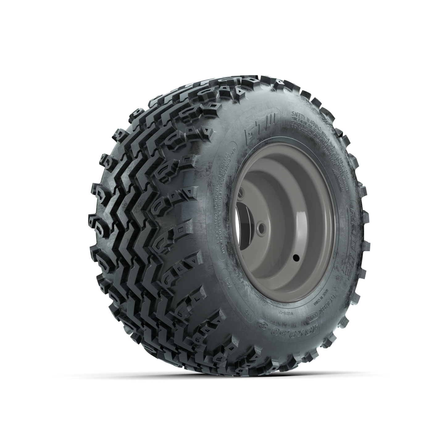 GTW Steel Club Car Grey Centered 8 in Wheels with 18x9.50-8 Rogue All Terrain Tires Full Set