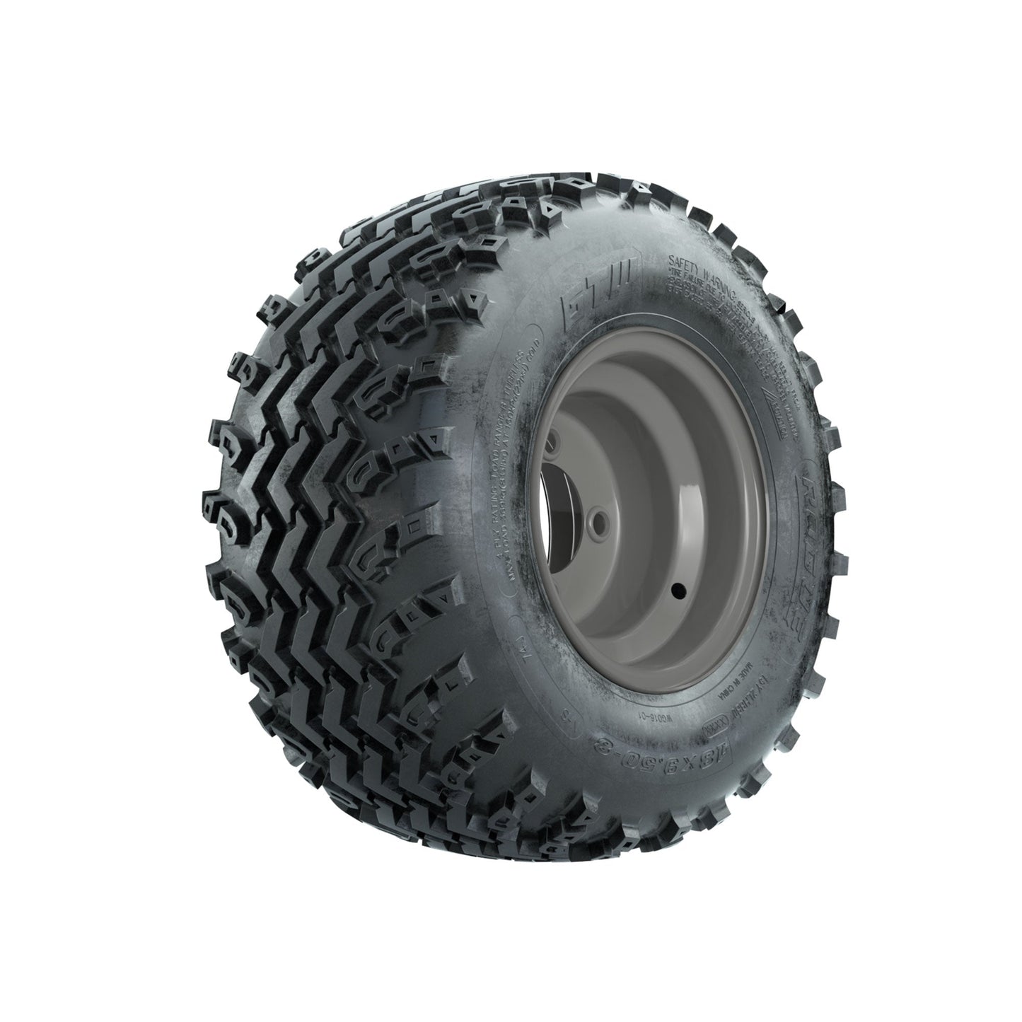 GTW Steel Club Car Grey Centered 8 in Wheels with 18x9.50-8 Rogue All Terrain Tires Full Set
