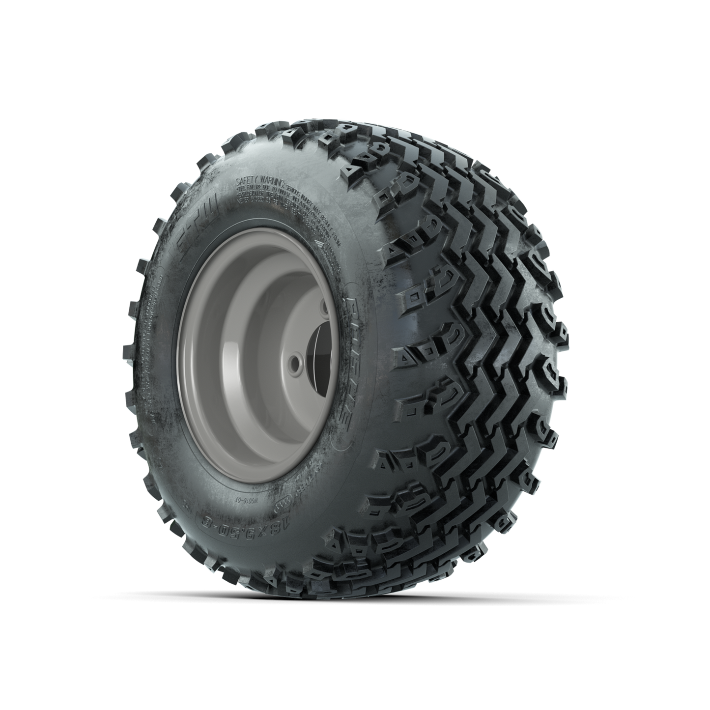 GTW Steel Club Car Grey Centered 8 in Wheels with 18x9.50-8 Rogue All Terrain Tires Full Set