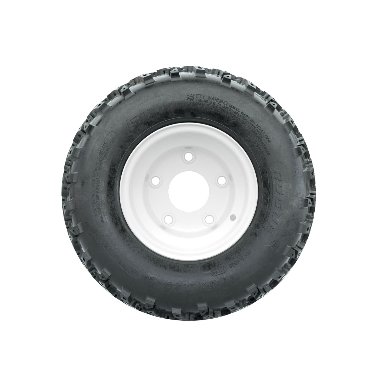 GTW Steel White Centered 5-Hole 8 in Wheels with 18x9.50-8 Rogue All Terrain Tires Full Set