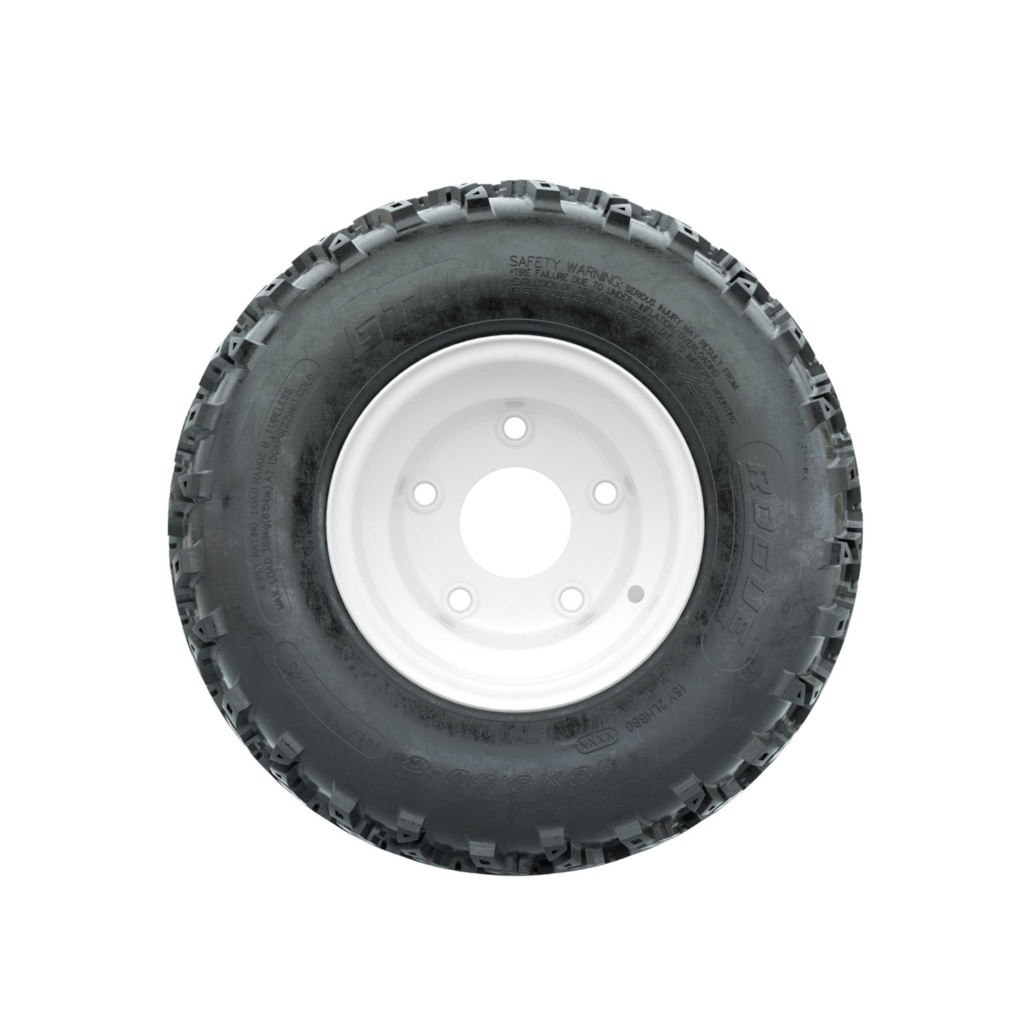 GTW Steel White Centered 5-Hole 8 in Wheels with 18x9.50-8 Rogue All Terrain Tires Full Set