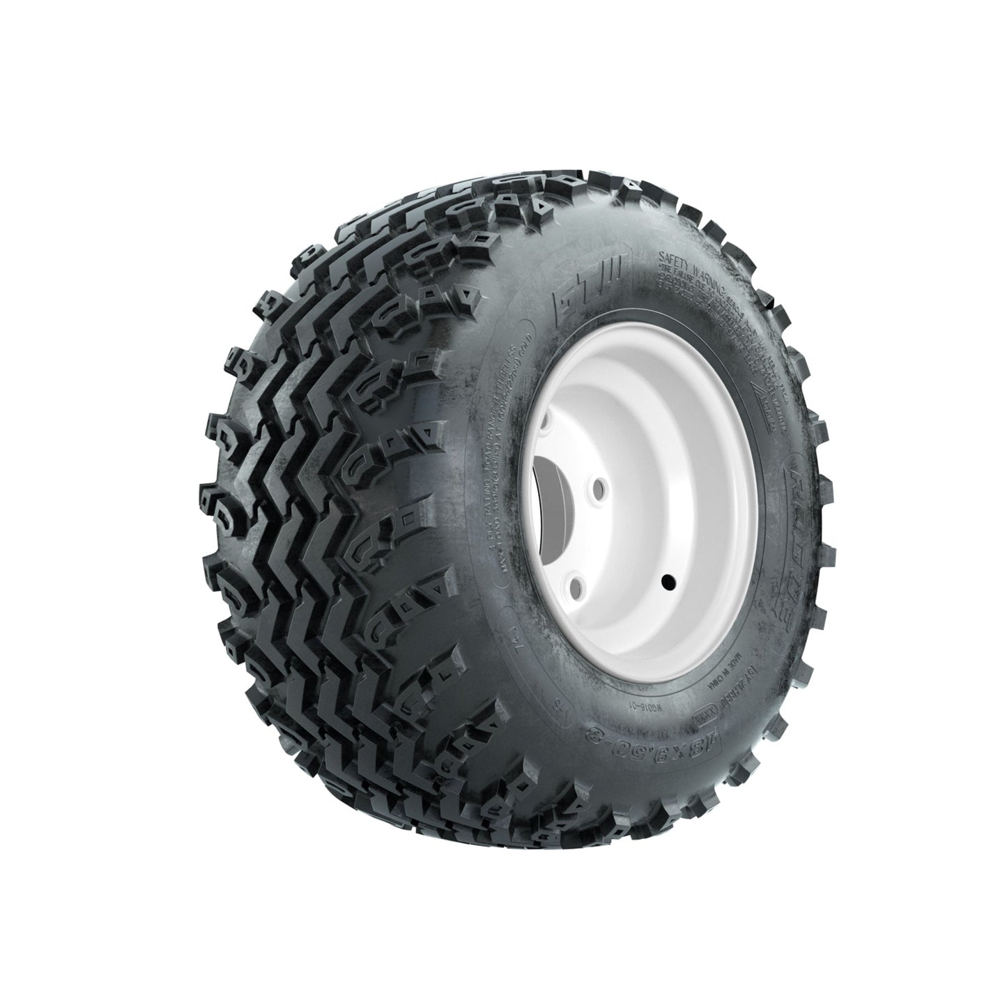 GTW Steel White Centered 5-Hole 8 in Wheels with 18x9.50-8 Rogue All Terrain Tires Full Set