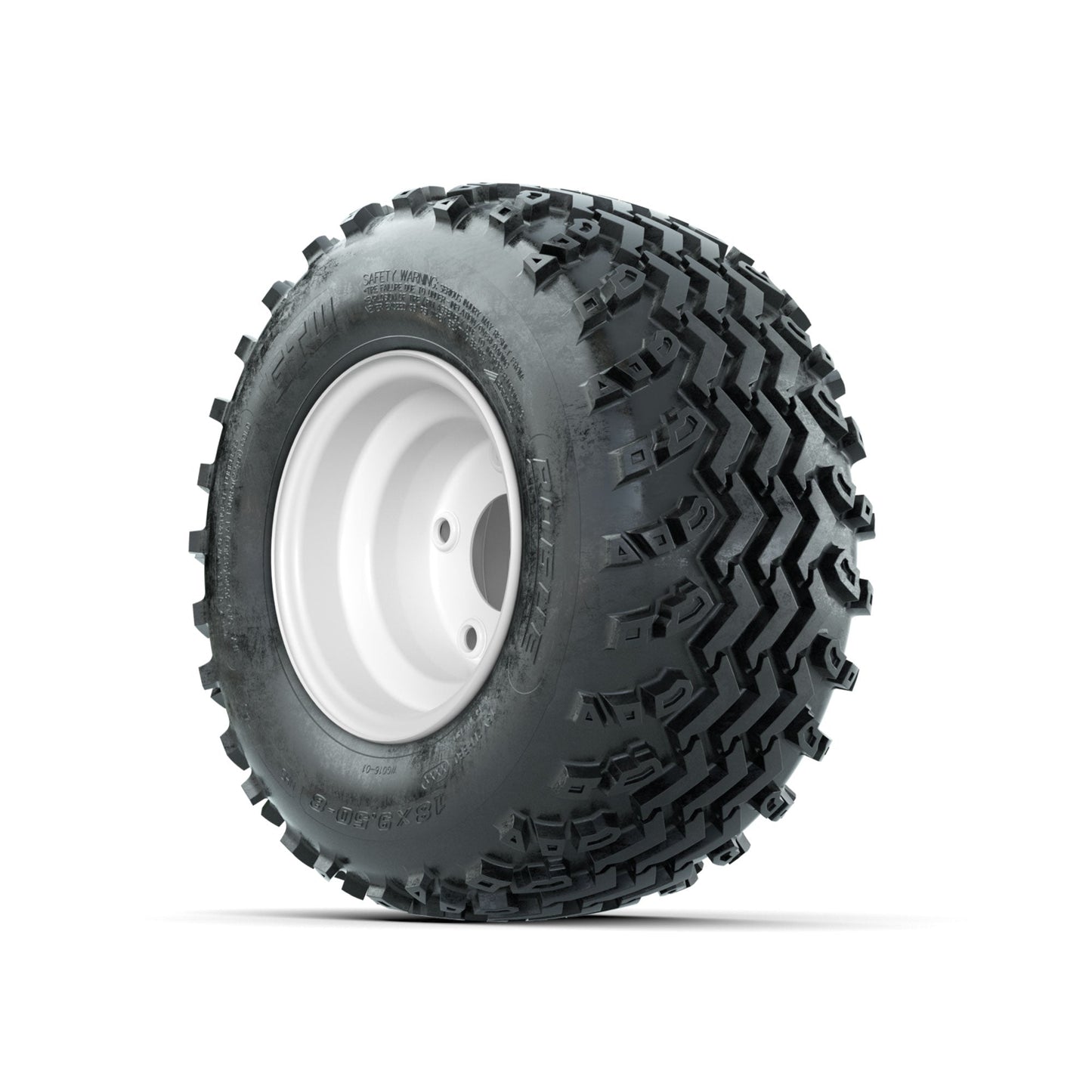 GTW Steel White Centered 5-Hole 8 in Wheels with 18x9.50-8 Rogue All Terrain Tires Full Set