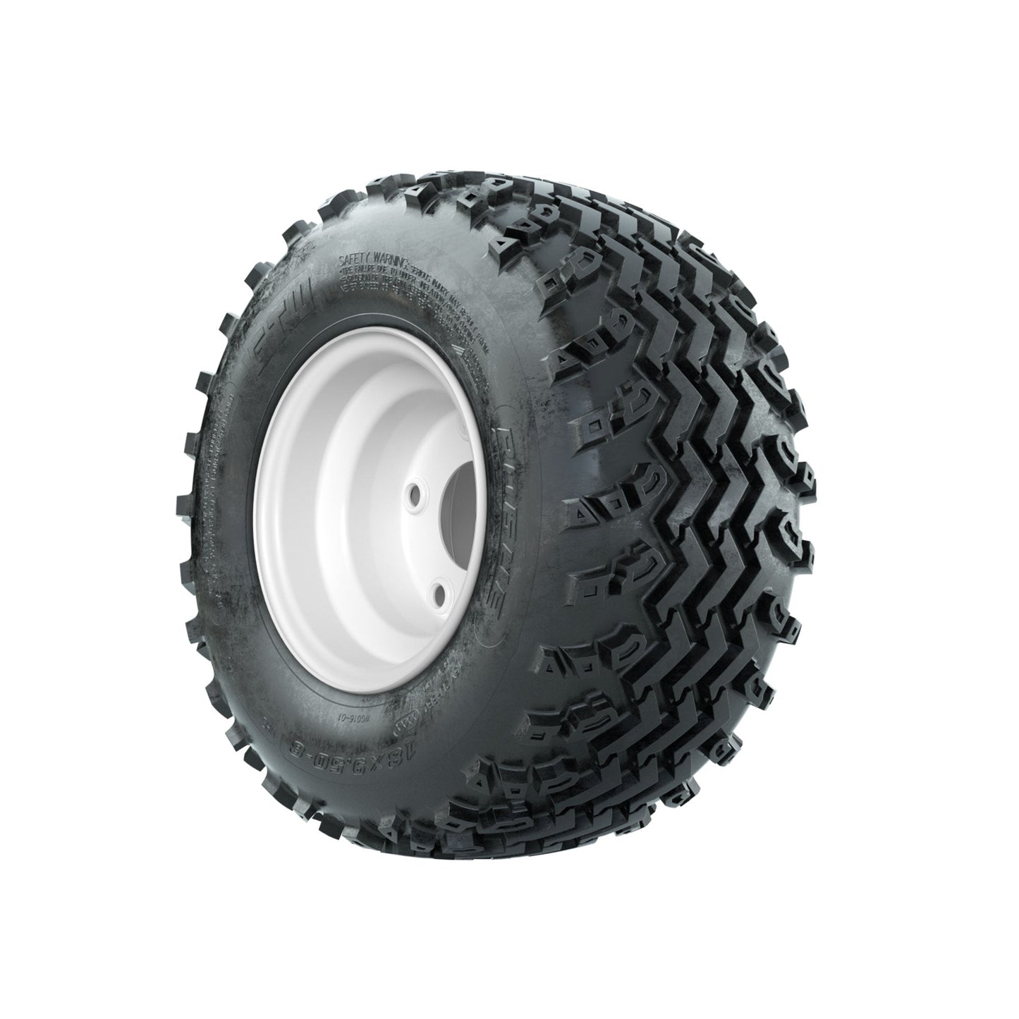 GTW Steel White Centered 5-Hole 8 in Wheels with 18x9.50-8 Rogue All Terrain Tires Full Set