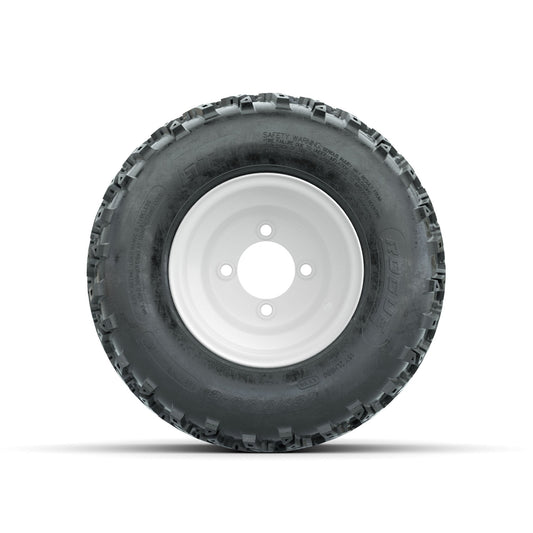 GTW Steel White Centered 8 in Wheels with 18x9.50-8 Rogue All Terrain Tires Full Set