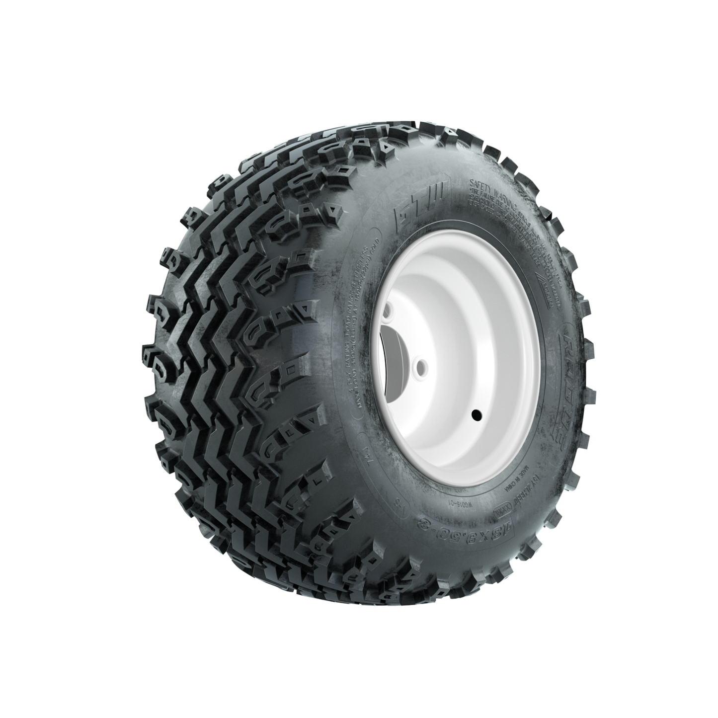 GTW Steel White Centered 8 in Wheels with 18x9.50-8 Rogue All Terrain Tires Full Set