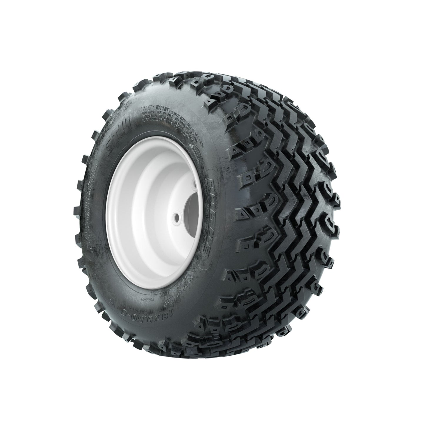 GTW Steel White Centered 8 in Wheels with 18x9.50-8 Rogue All Terrain Tires Full Set