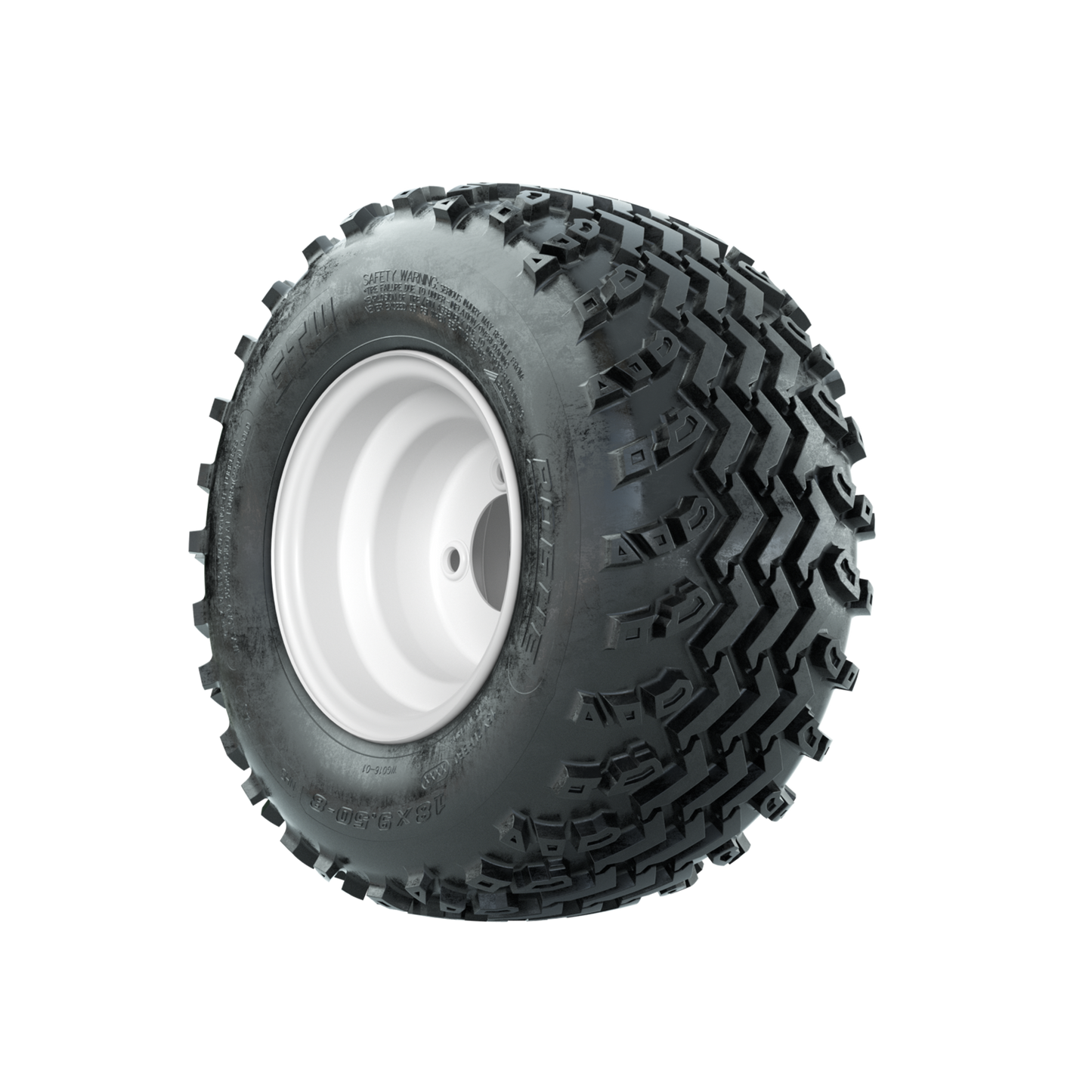 GTW Steel White Centered 8 in Wheels with 18x9.50-8 Rogue All Terrain Tires Full Set