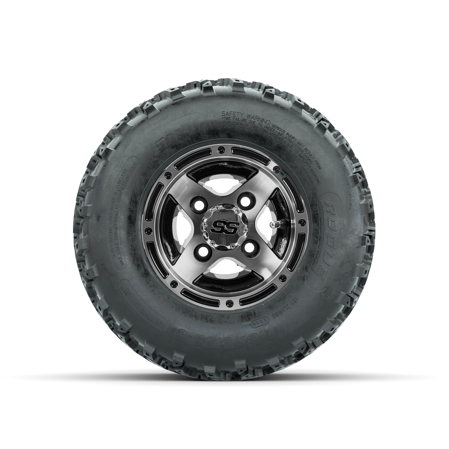 GTW Ranger Machined/Black 8 in Wheels with 18x9.50-8 Rogue All Terrain Tires Full Set