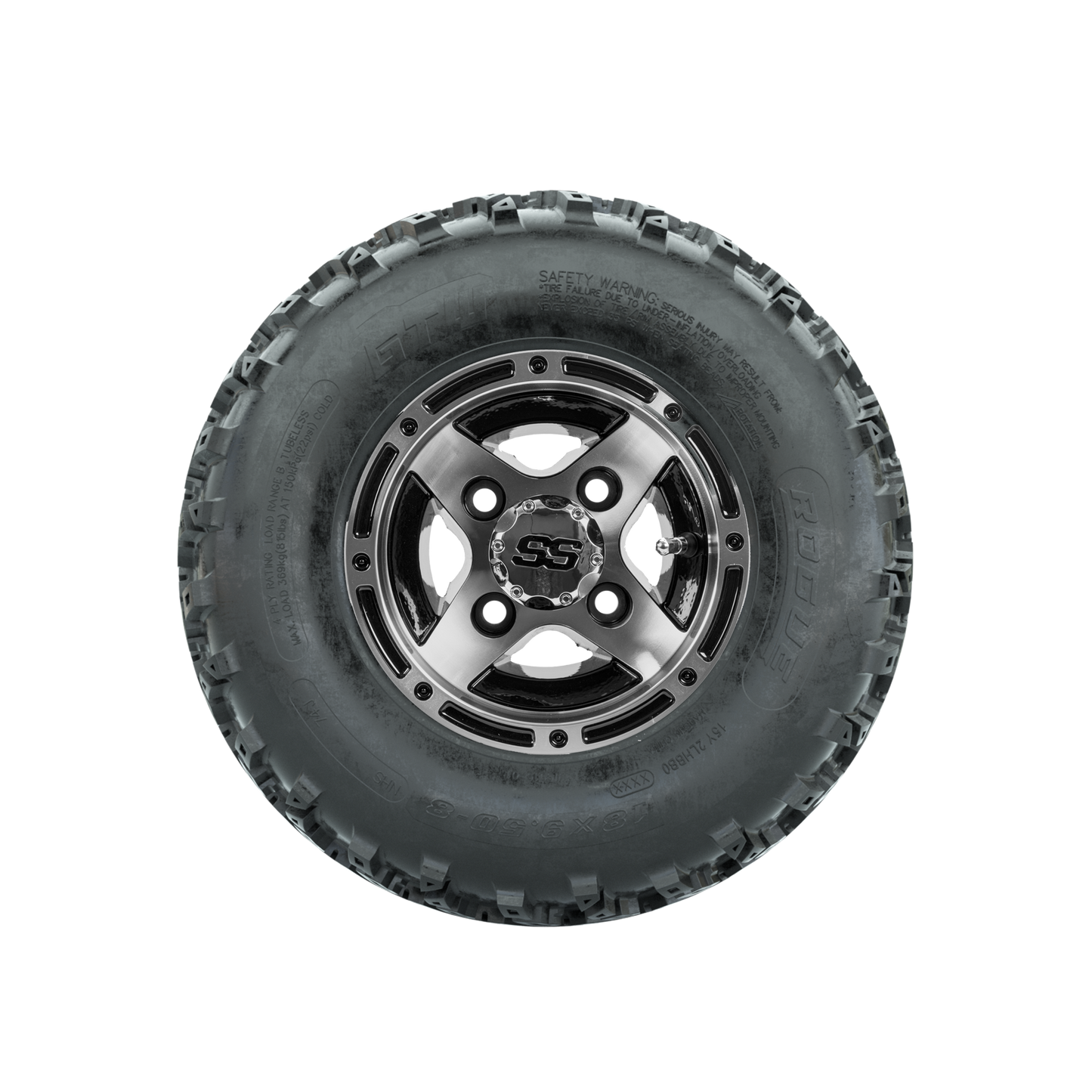 GTW Ranger Machined/Black 8 in Wheels with 18x9.50-8 Rogue All Terrain Tires Full Set