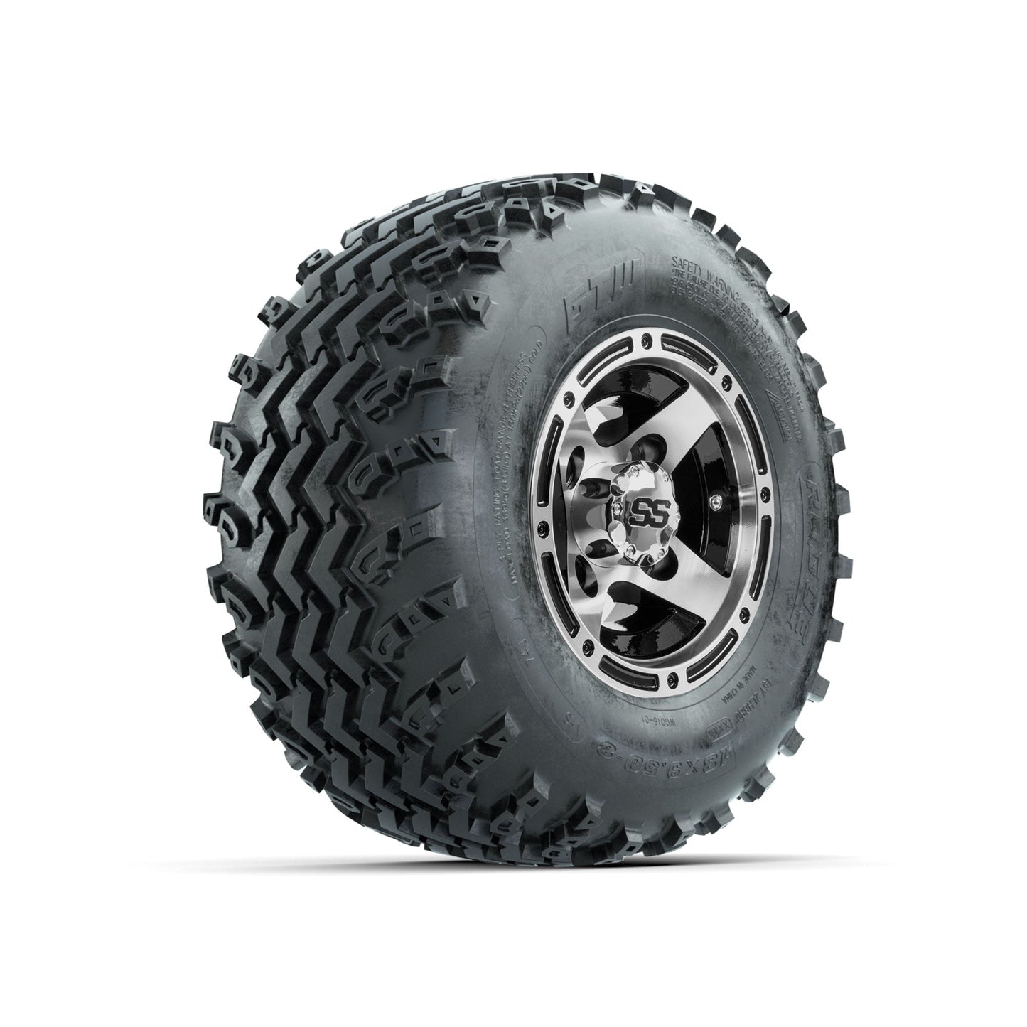 GTW Ranger Machined/Black 8 in Wheels with 18x9.50-8 Rogue All Terrain Tires Full Set