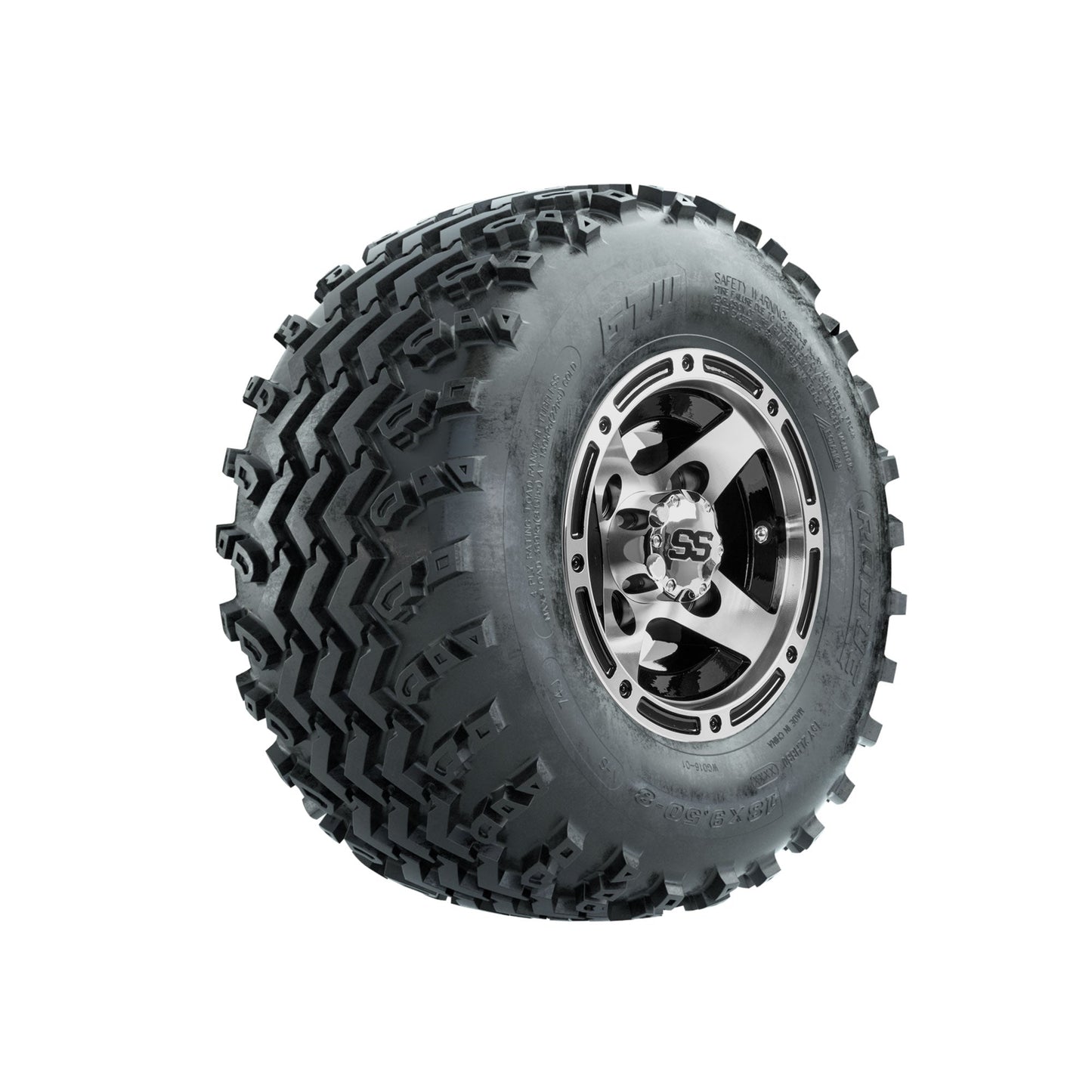 GTW Ranger Machined/Black 8 in Wheels with 18x9.50-8 Rogue All Terrain Tires Full Set
