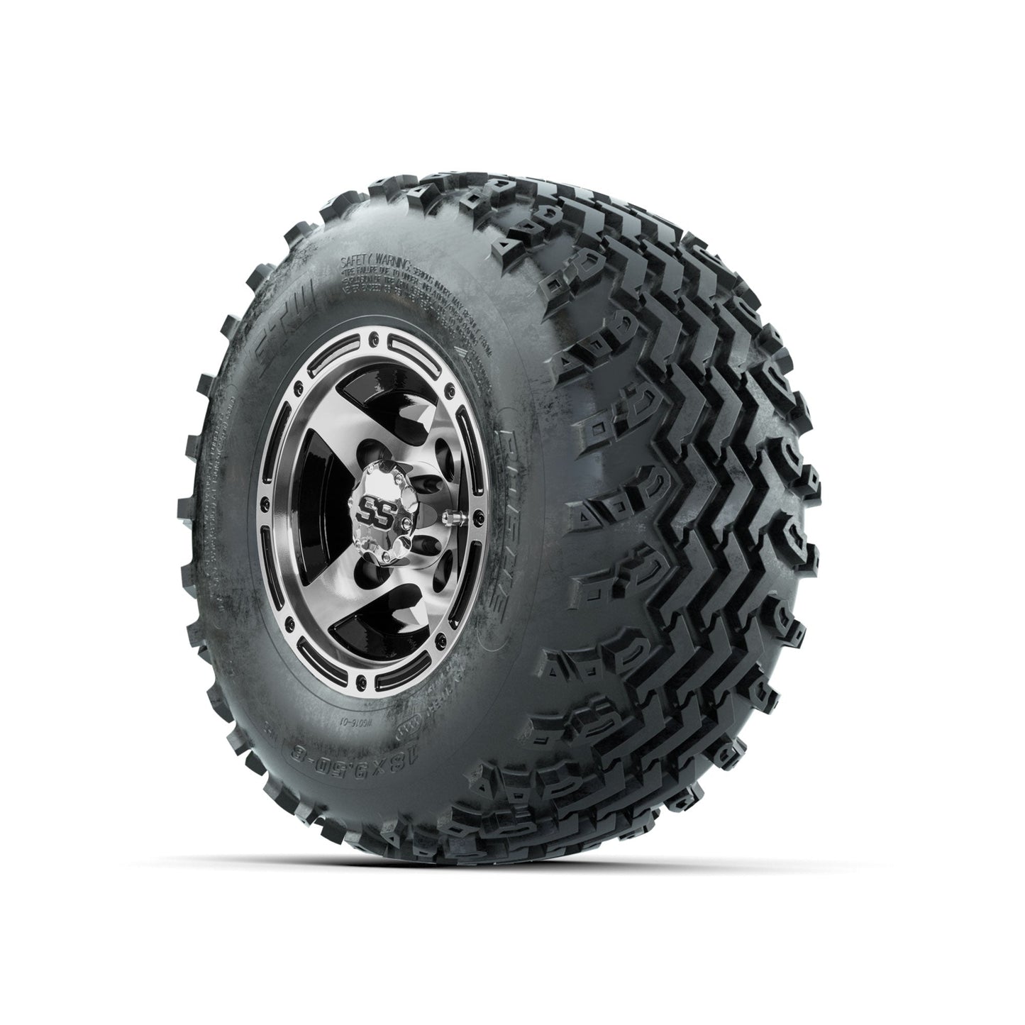 GTW Ranger Machined/Black 8 in Wheels with 18x9.50-8 Rogue All Terrain Tires Full Set