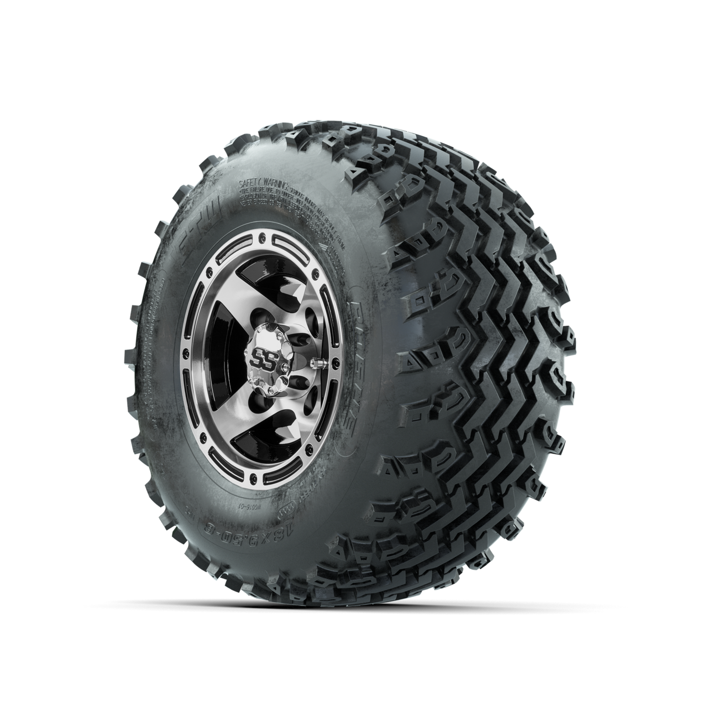GTW Ranger Machined/Black 8 in Wheels with 18x9.50-8 Rogue All Terrain Tires Full Set