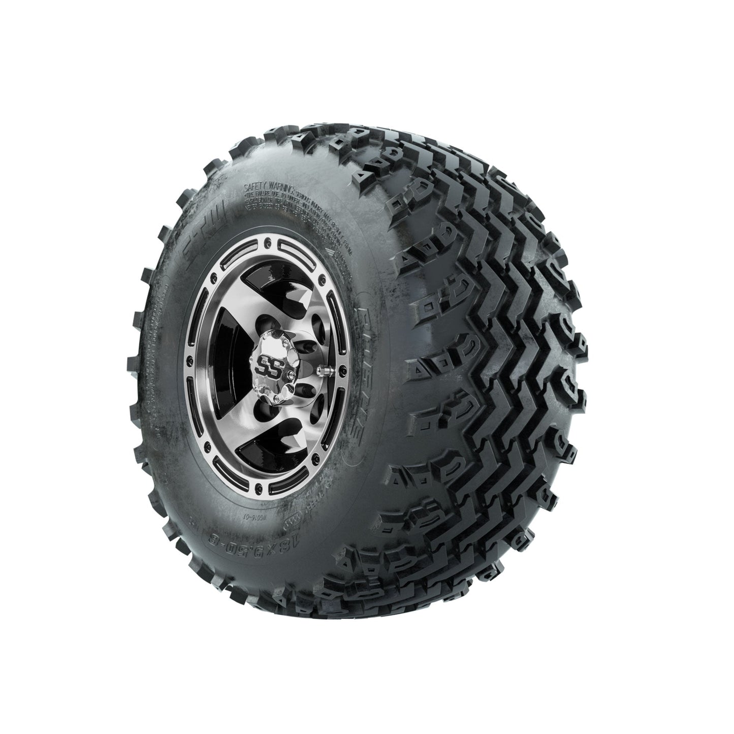 GTW Ranger Machined/Black 8 in Wheels with 18x9.50-8 Rogue All Terrain Tires Full Set
