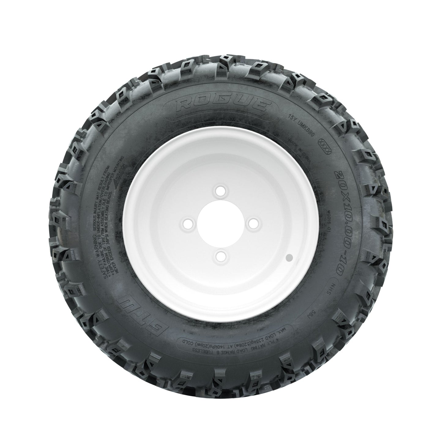 GTW Steel White 10 in Wheels with 20x10.00-10 Rogue All Terrain Tires Full Set