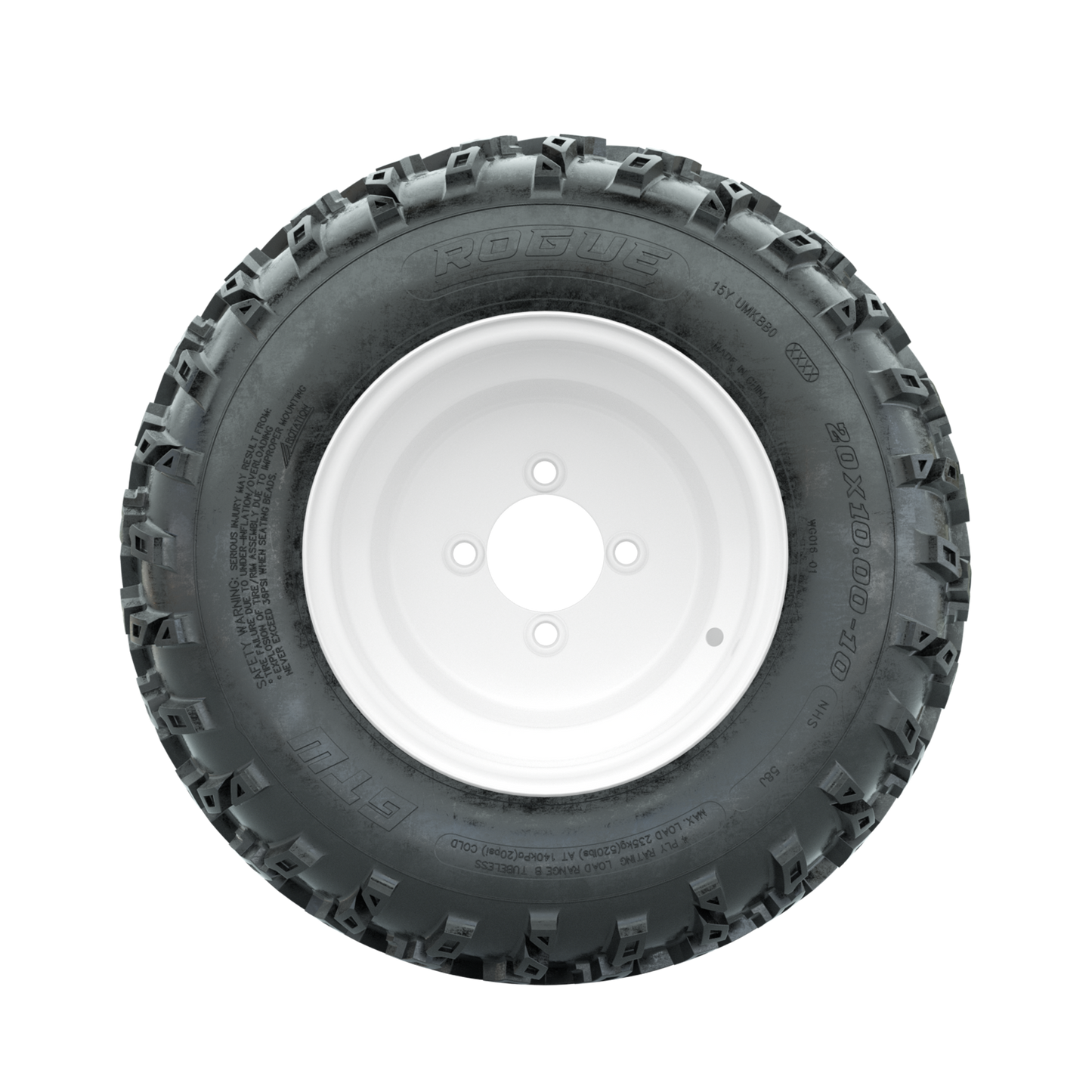 GTW Steel White 10 in Wheels with 20x10.00-10 Rogue All Terrain Tires Full Set