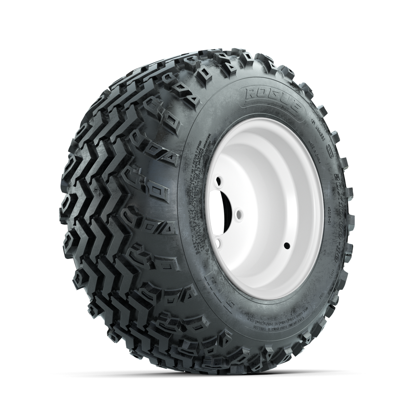 GTW Steel White 10 in Wheels with 20x10.00-10 Rogue All Terrain Tires Full Set