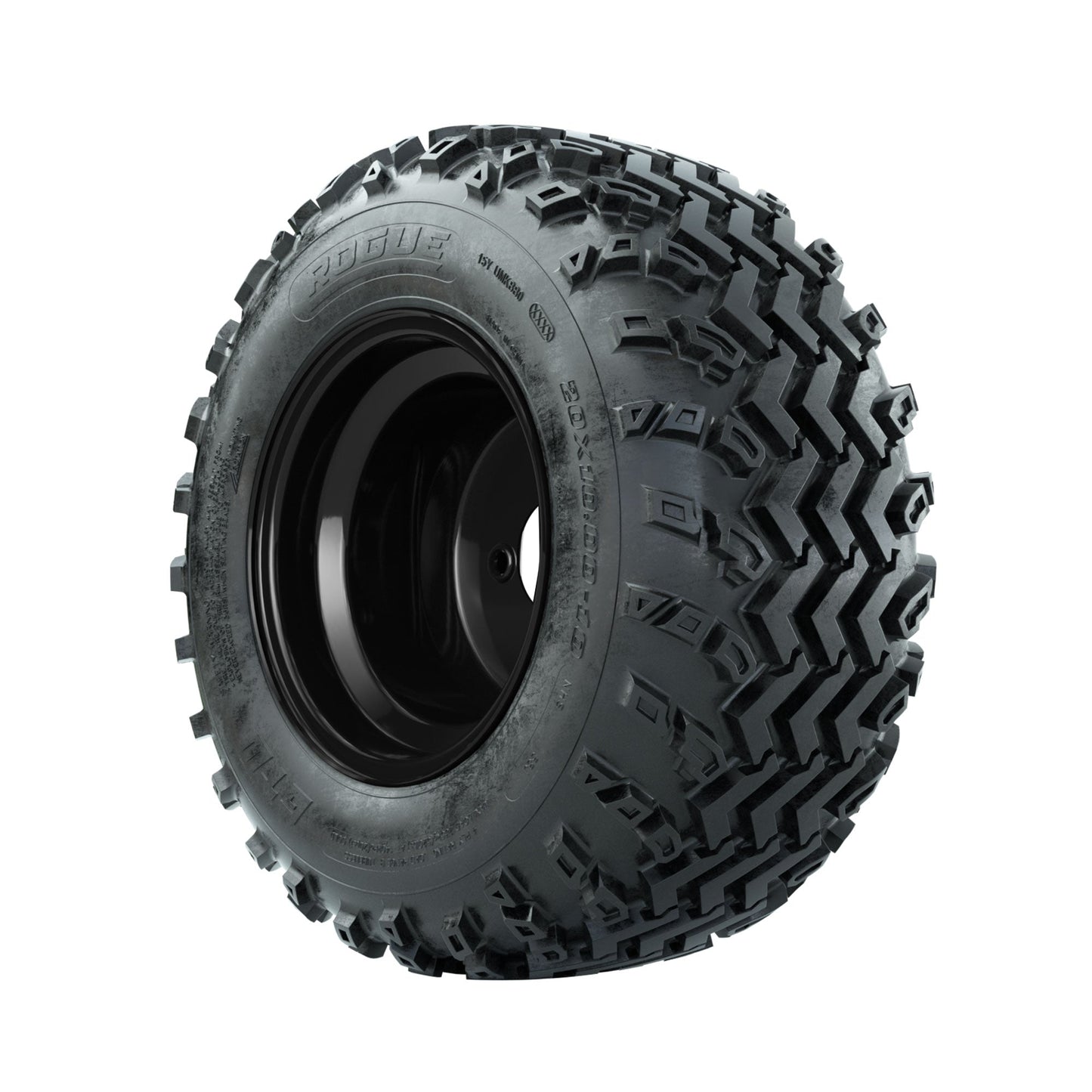 GTW Steel Matte Black 3:5 Offset 10 in Wheels with 20x10.00-10 Rogue All Terrain Tires Full Set