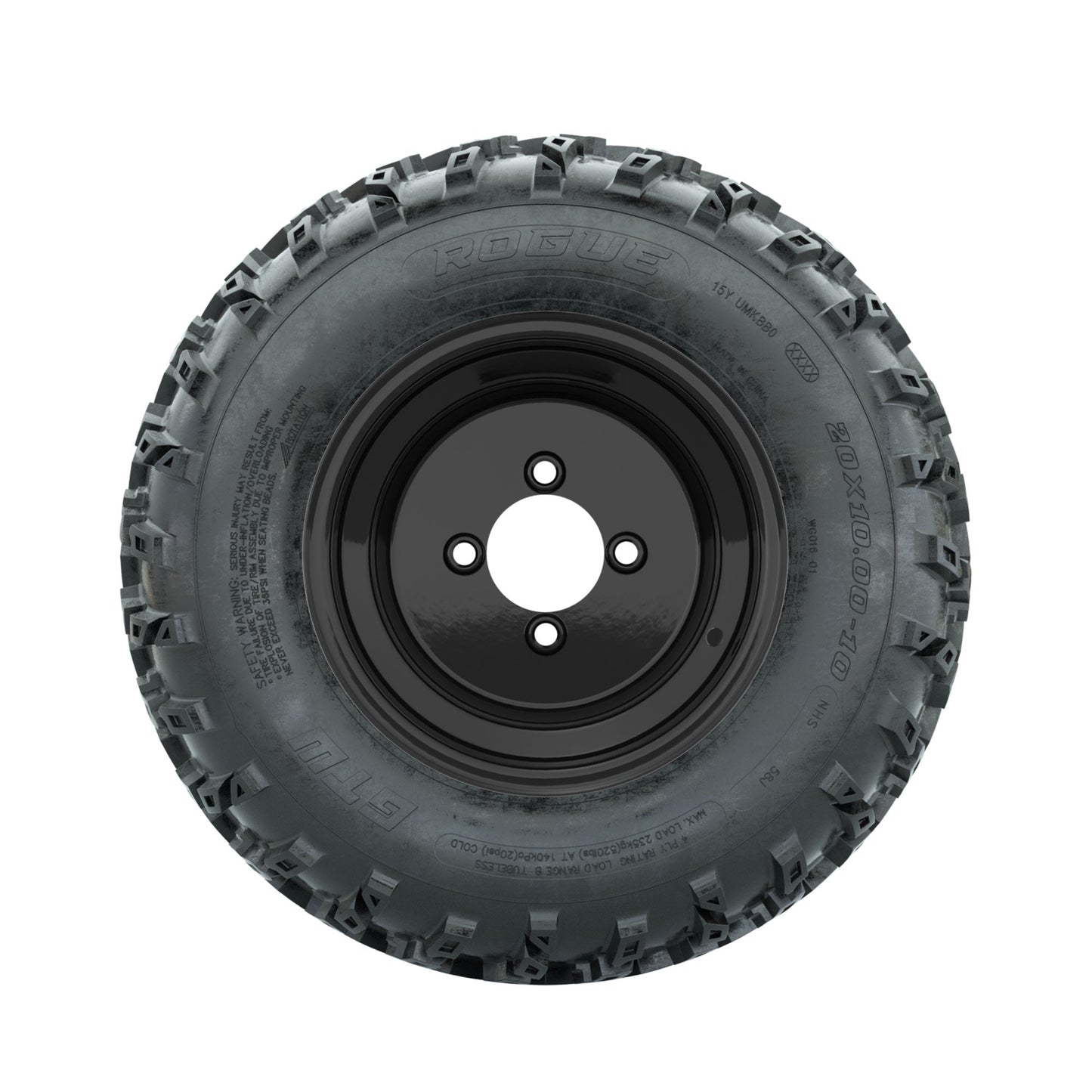 GTW Steel Black 10 in Wheels with 20x10.00-10 Rogue All Terrain Tires Full Set
