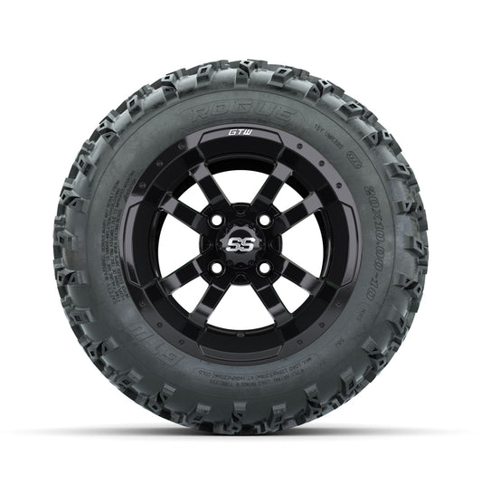 GTW Storm Trooper Black 10 in Wheels with 20x10.00-10 Rogue All Terrain Tires Full Set