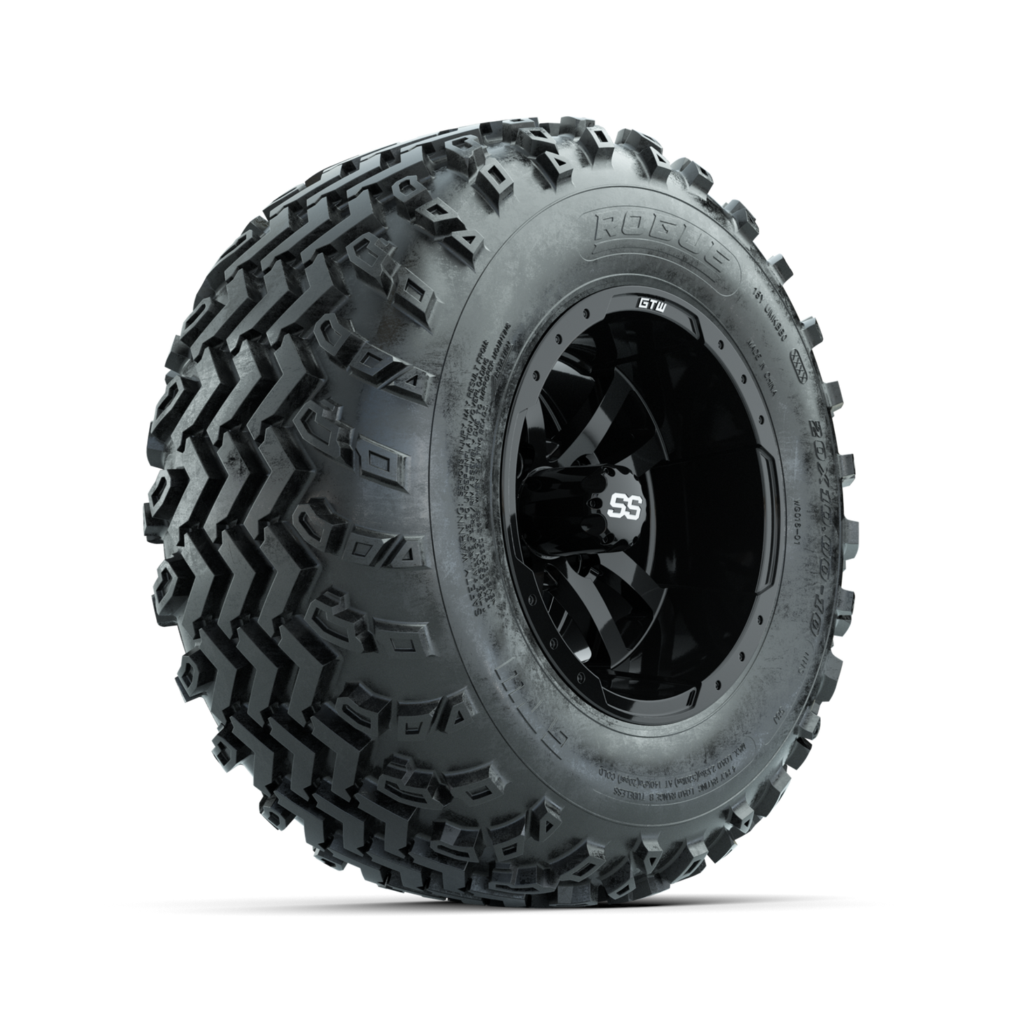 GTW Storm Trooper Black 10 in Wheels with 20x10.00-10 Rogue All Terrain Tires Full Set