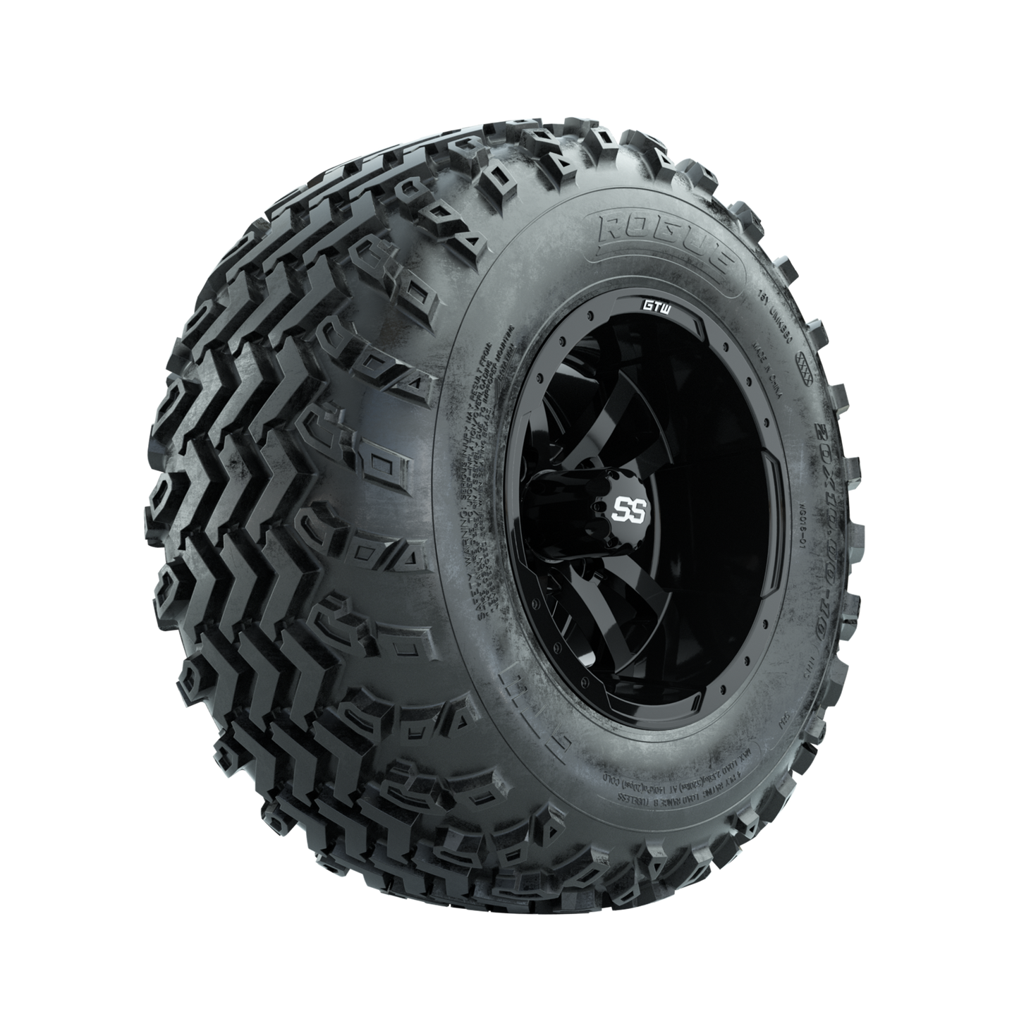 GTW Storm Trooper Black 10 in Wheels with 20x10.00-10 Rogue All Terrain Tires Full Set