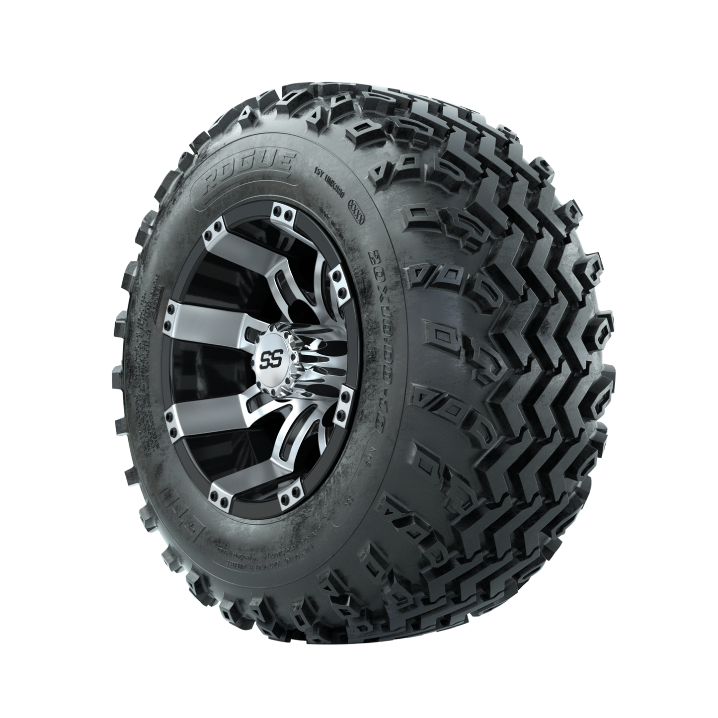 GTW Tempest Machined/Black 10 in Wheels with 20x10.00-10 Rogue All Terrain Tires Full Set