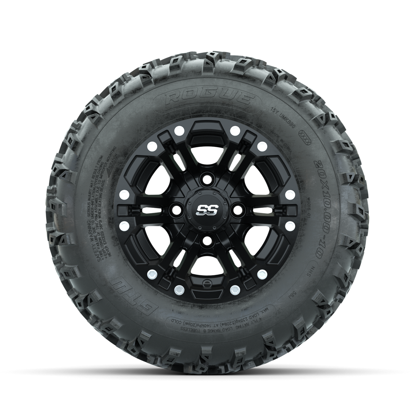 GTW Specter Matte Black 10 in Wheels with 20x10.00-10 Rogue All Terrain Tires Full Set