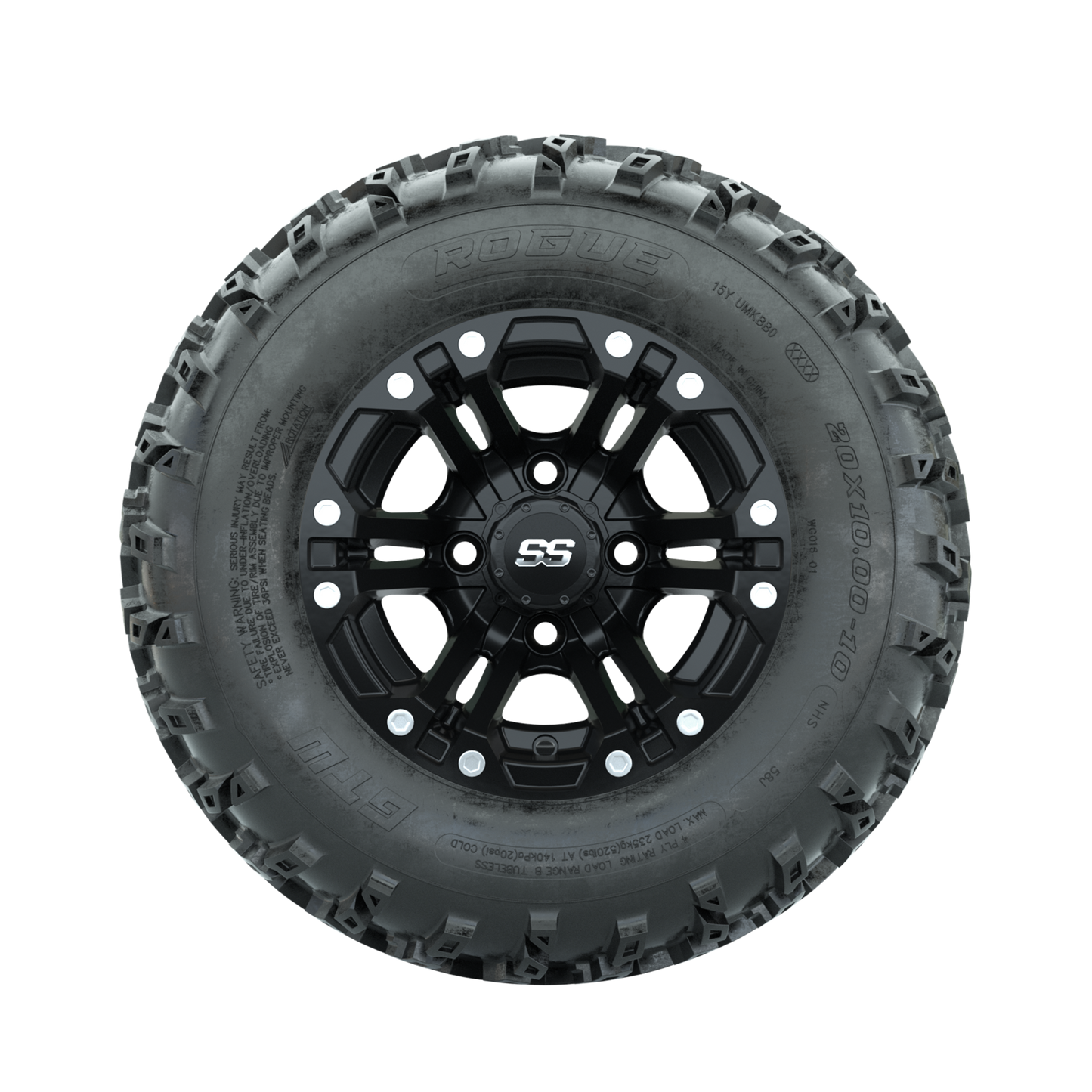 GTW Specter Matte Black 10 in Wheels with 20x10.00-10 Rogue All Terrain Tires Full Set