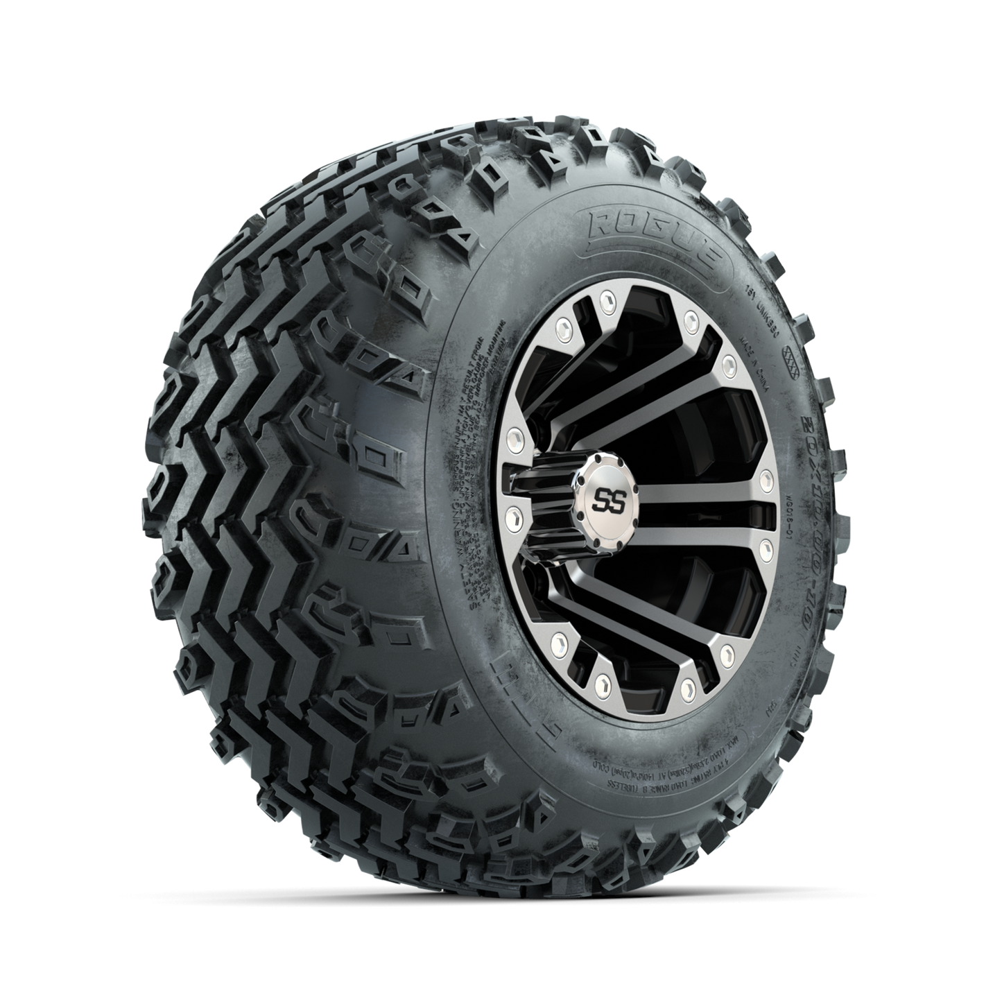 GTW Specter Machined/Black 10 in Wheels with 20x10.00-10 Rogue All Terrain Tires Full Set