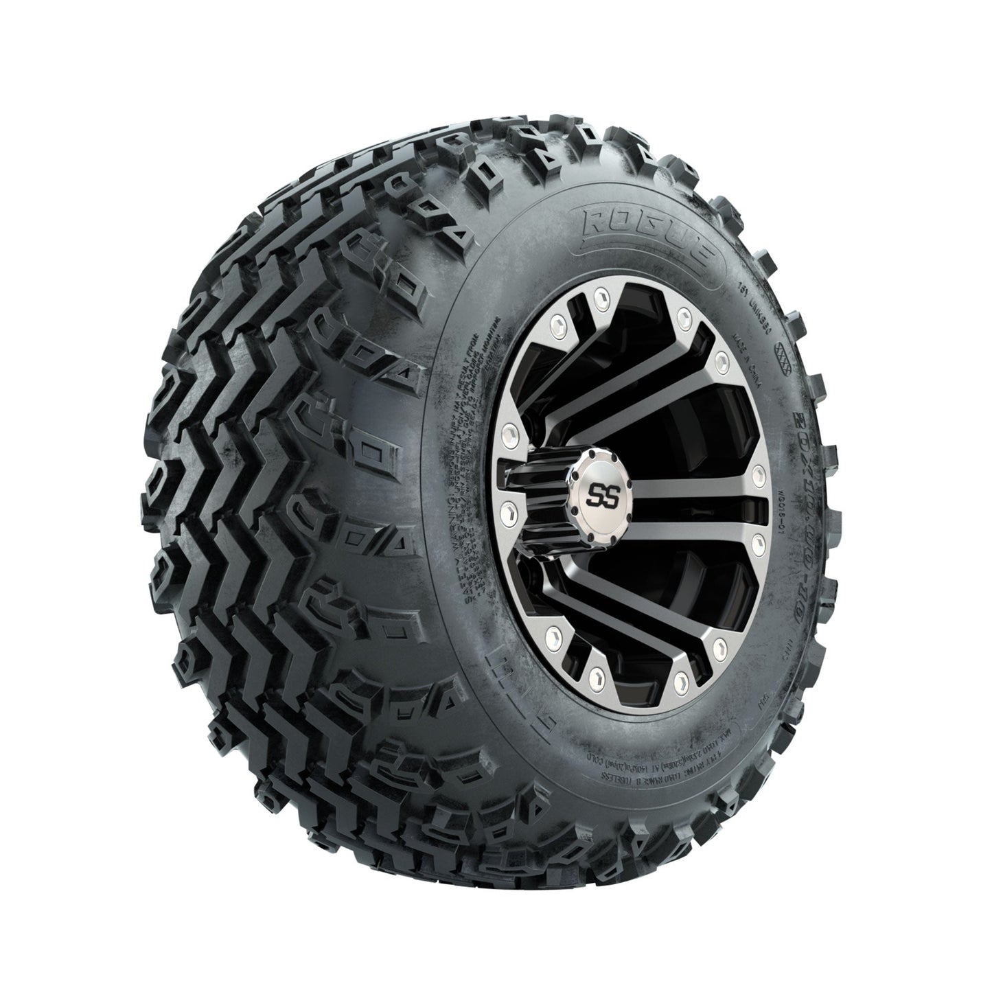 GTW Specter Machined/Black 10 in Wheels with 20x10.00-10 Rogue All Terrain Tires Full Set