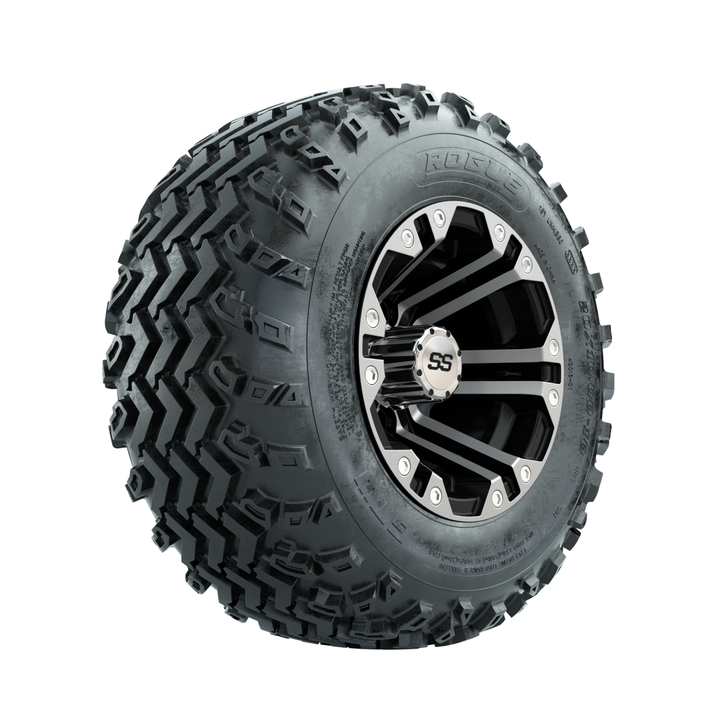 GTW Specter Machined/Black 10 in Wheels with 20x10.00-10 Rogue All Terrain Tires Full Set