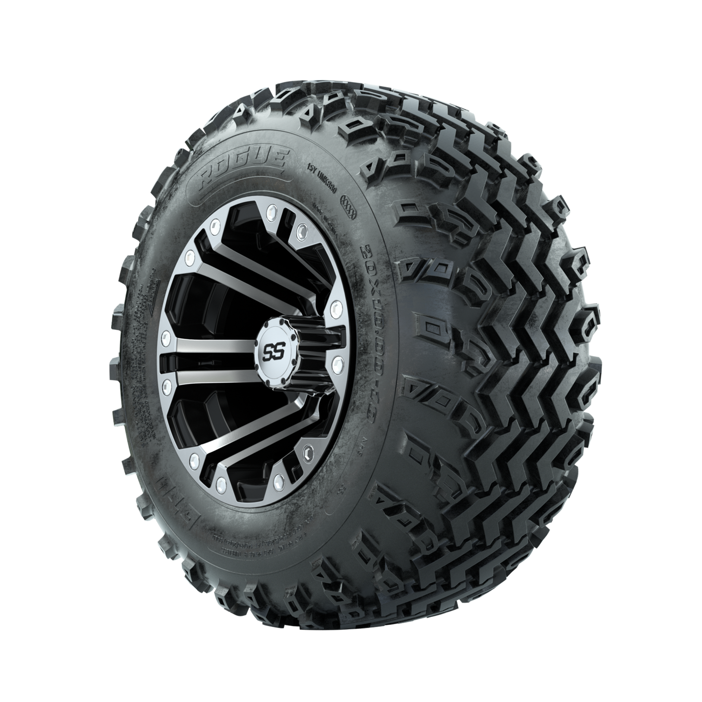 GTW Specter Machined/Black 10 in Wheels with 20x10.00-10 Rogue All Terrain Tires Full Set