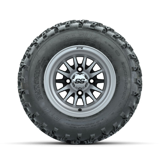 GTW Medusa Machined/Black 10 in Wheels with 20x10.00-10 Rogue All Terrain Tires Full Set