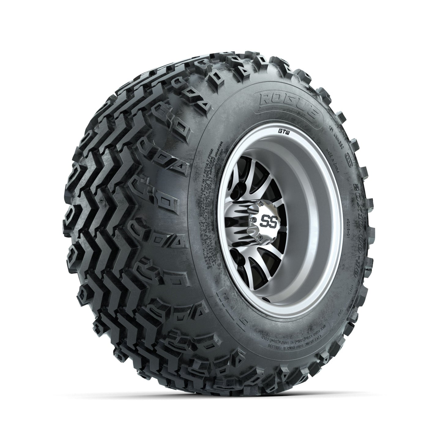 GTW Medusa Machined/Black 10 in Wheels with 20x10.00-10 Rogue All Terrain Tires Full Set