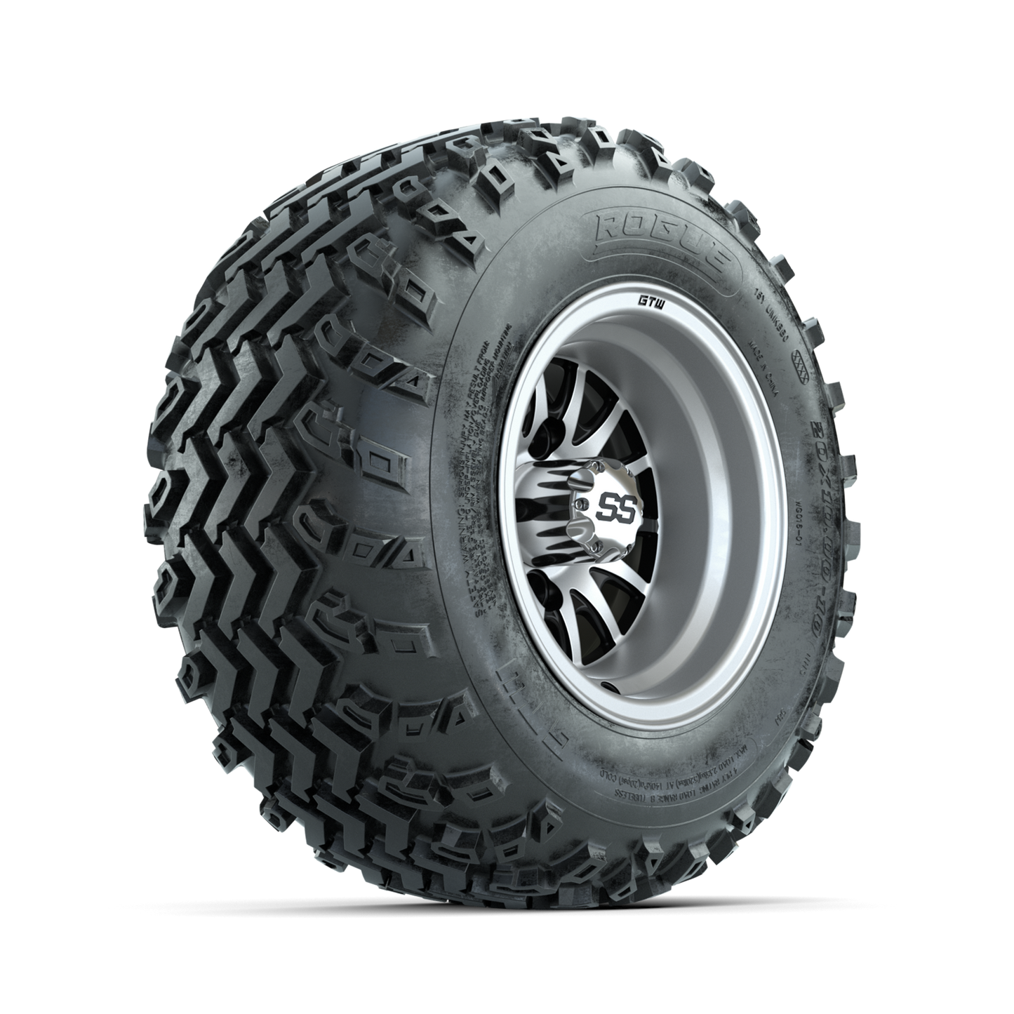 GTW Medusa Machined/Black 10 in Wheels with 20x10.00-10 Rogue All Terrain Tires Full Set