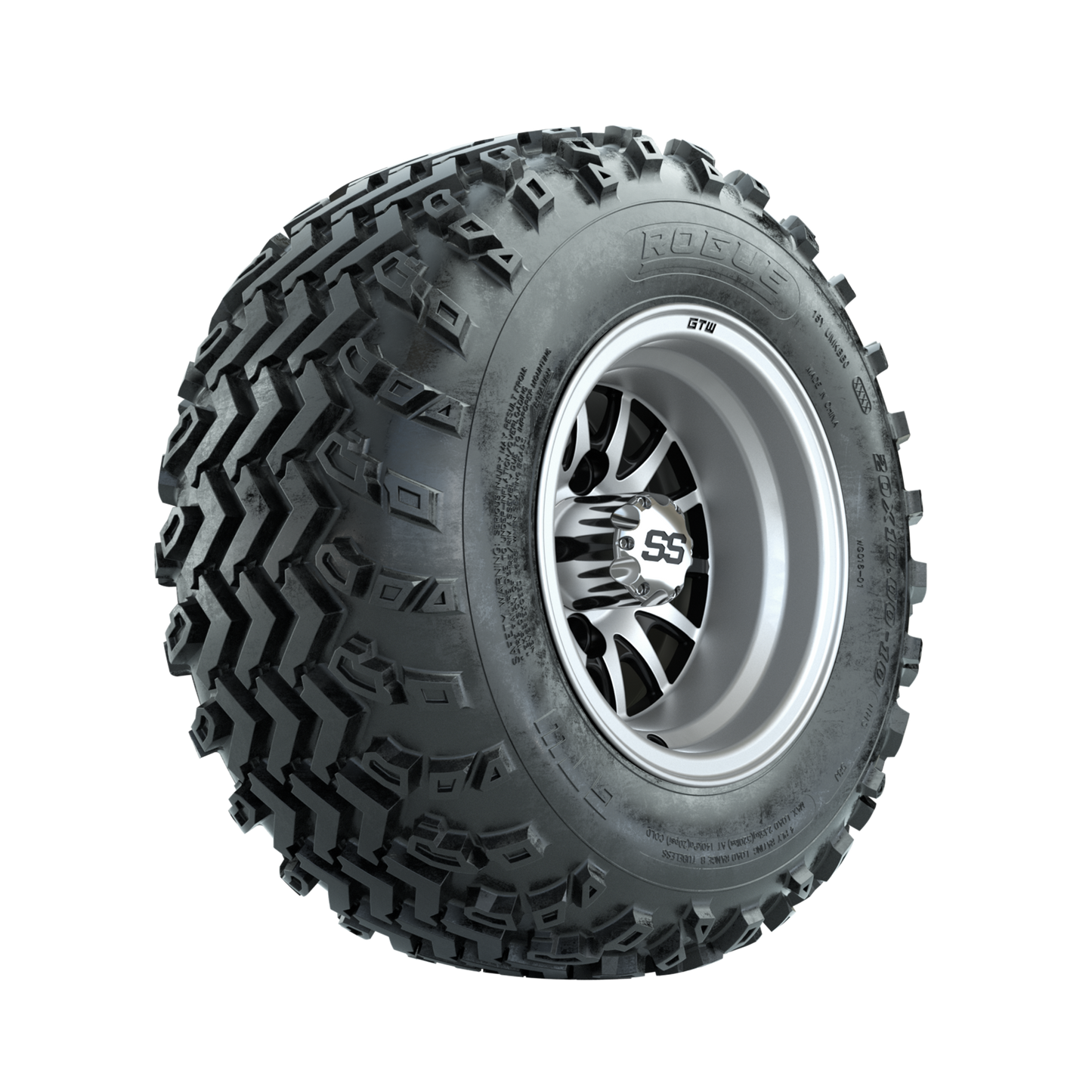 GTW Medusa Machined/Black 10 in Wheels with 20x10.00-10 Rogue All Terrain Tires Full Set