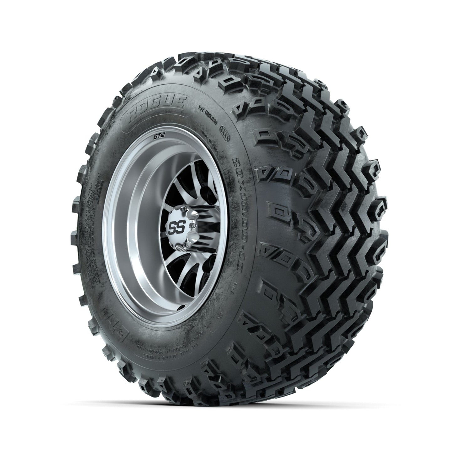 GTW Medusa Machined/Black 10 in Wheels with 20x10.00-10 Rogue All Terrain Tires Full Set
